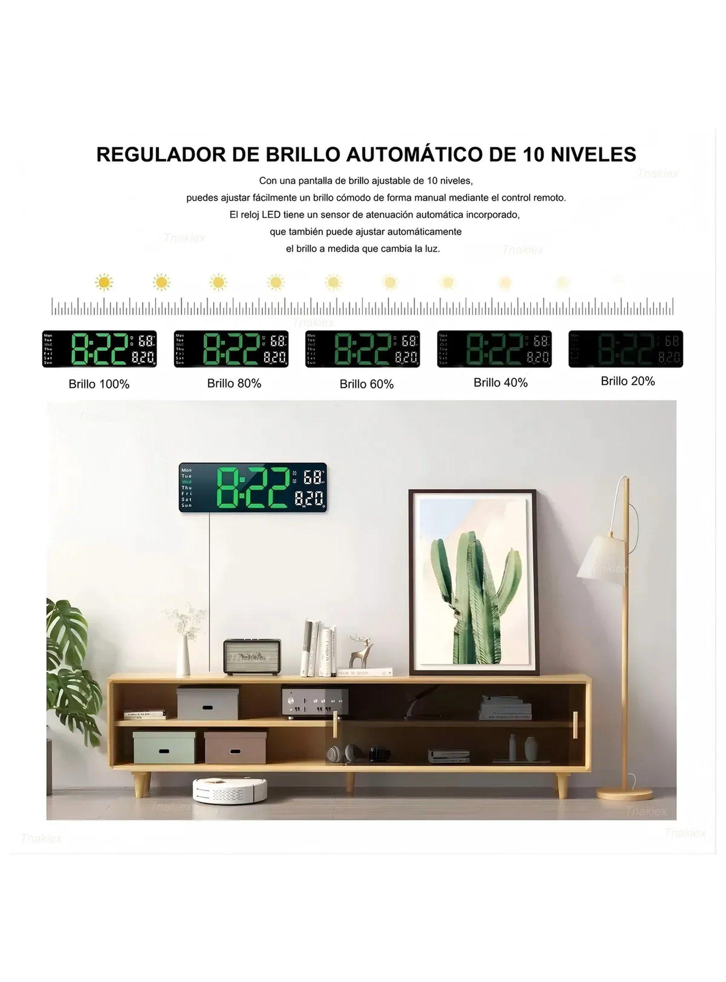 Reloj Digital LED de Pared 13 Pulgadas Control Remoto-4