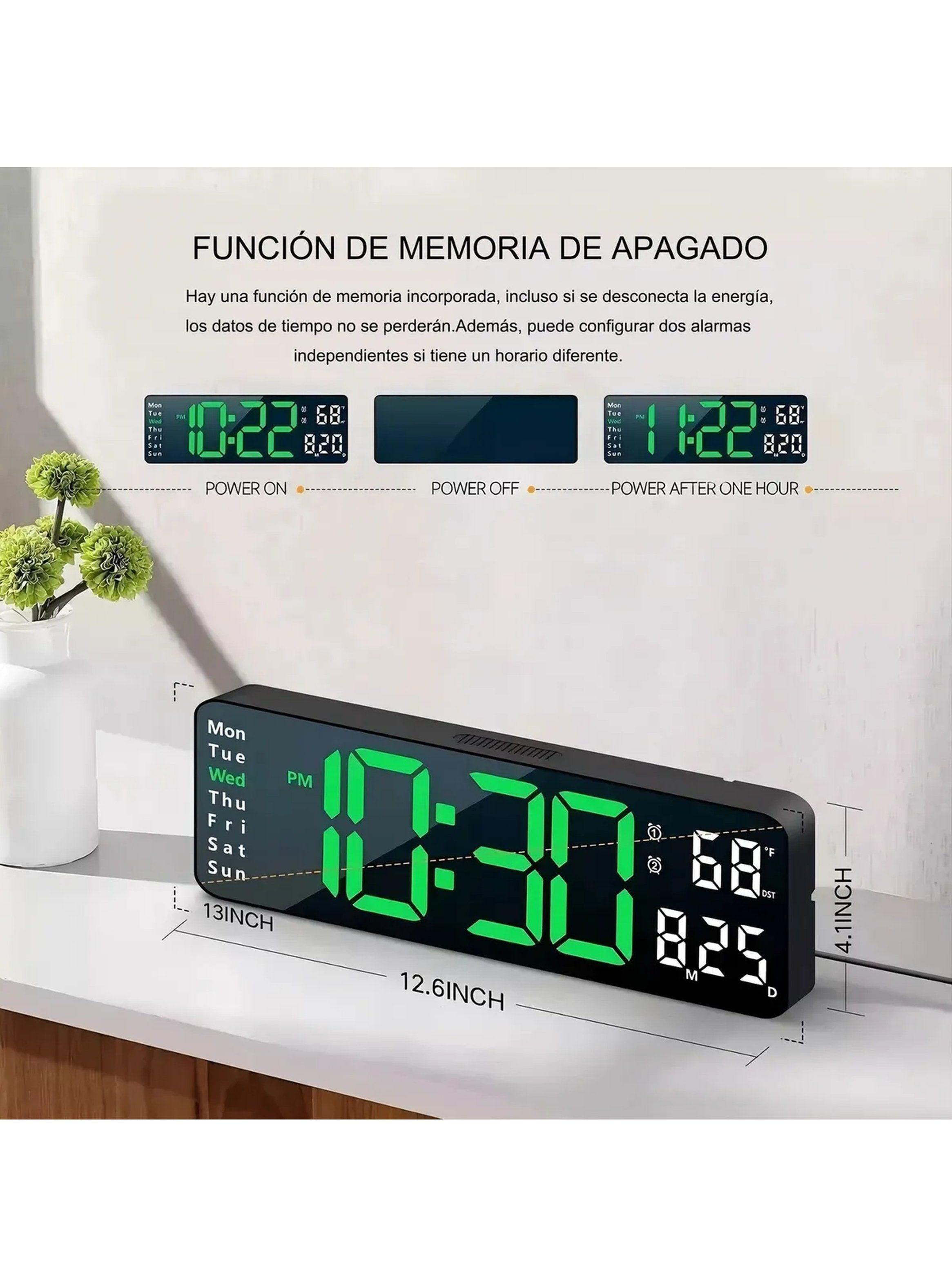 Reloj Digital LED de Pared 13 Pulgadas Control Remoto-6