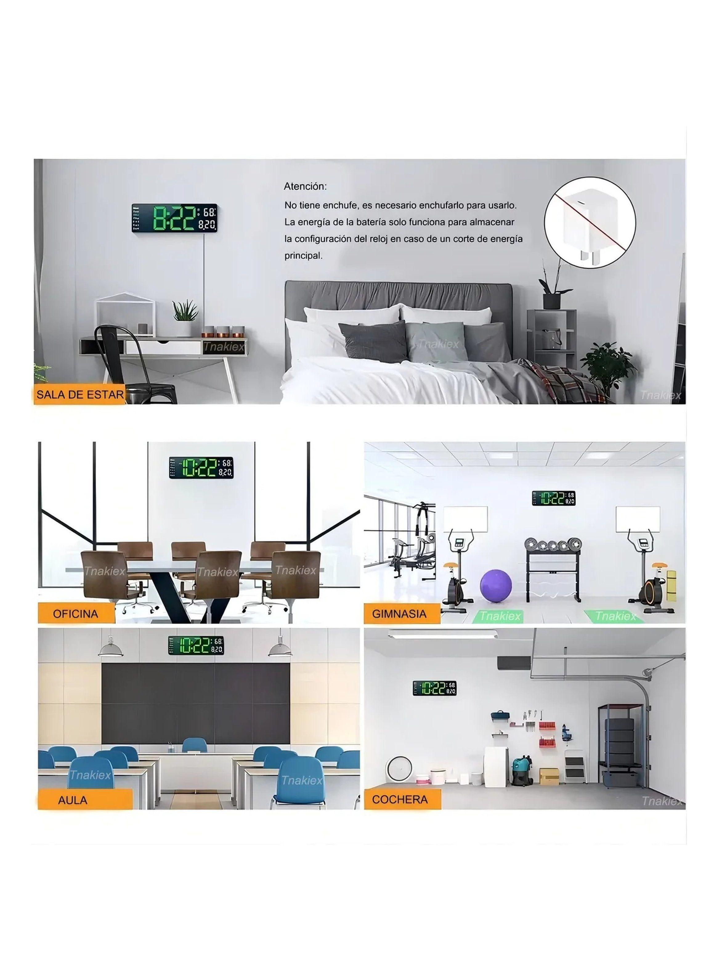 Reloj Digital LED de Pared 13 Pulgadas Control Remoto-7