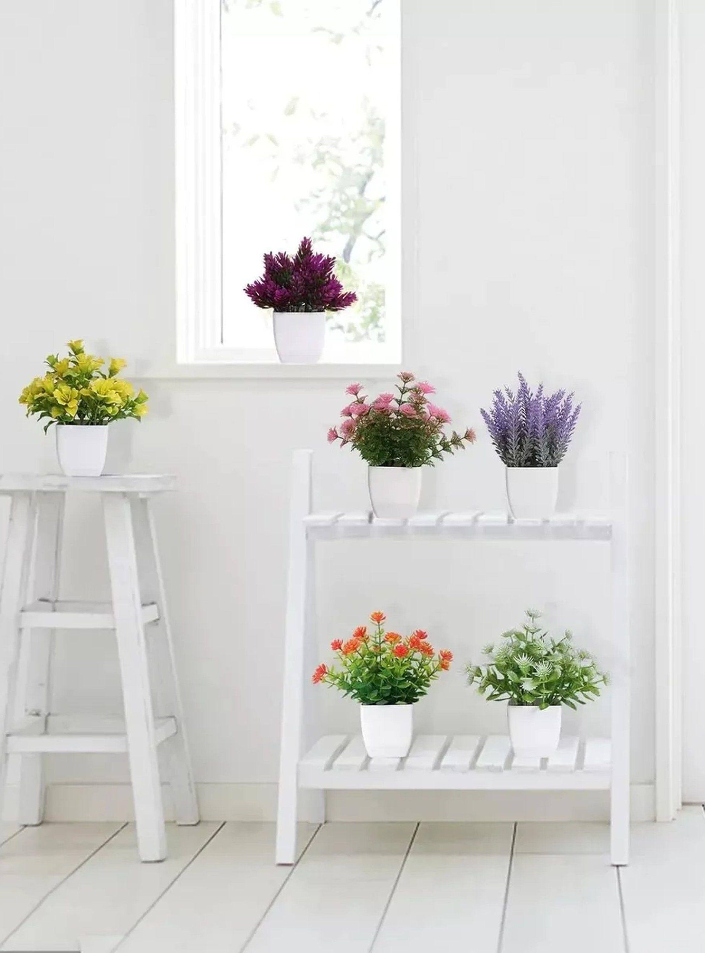 Plantas Artificiales con Maceta 6 Piezas Decorativas Multicolor-3