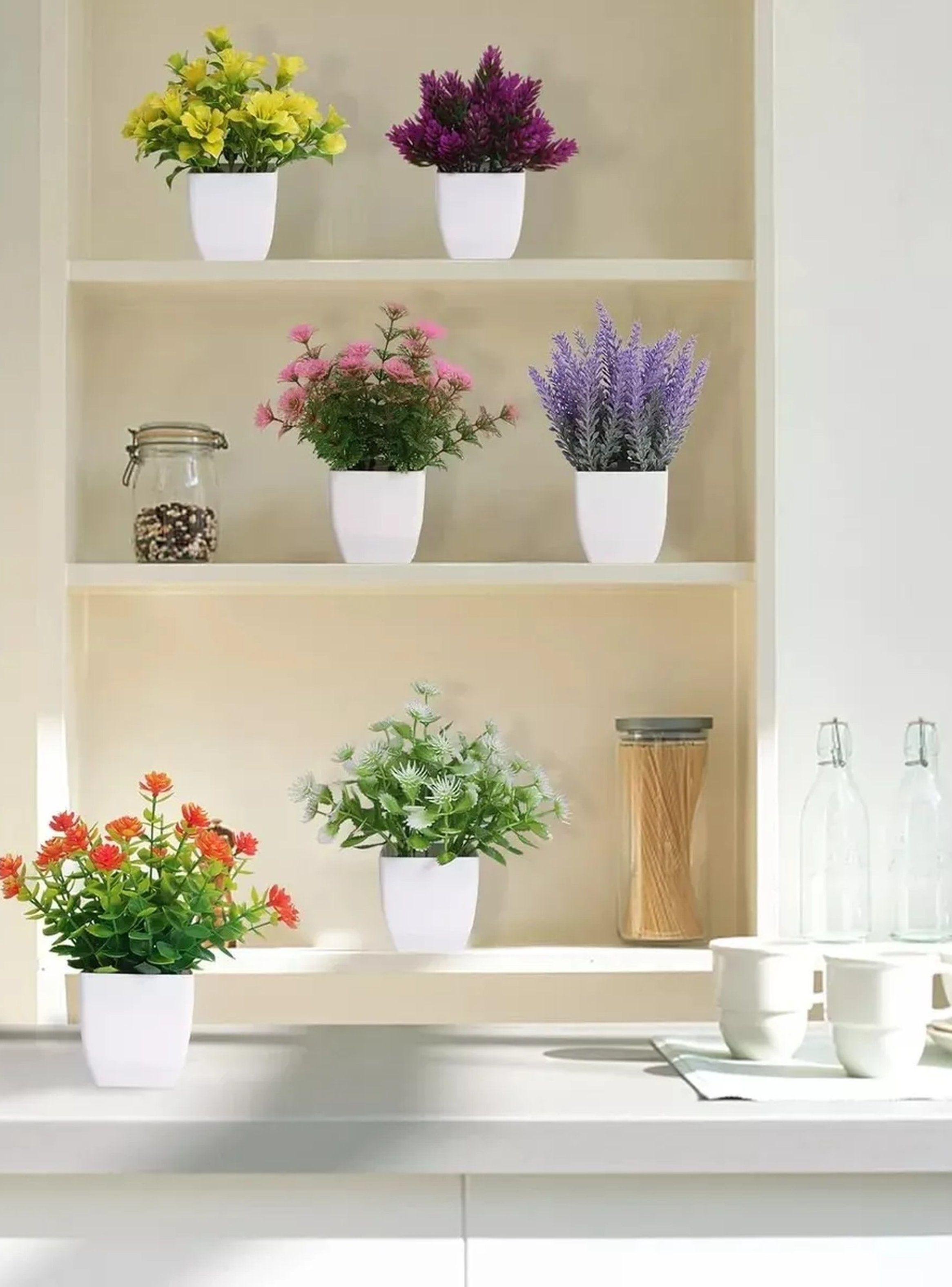 Plantas Artificiales con Maceta 6 Piezas Decorativas Multicolor-4