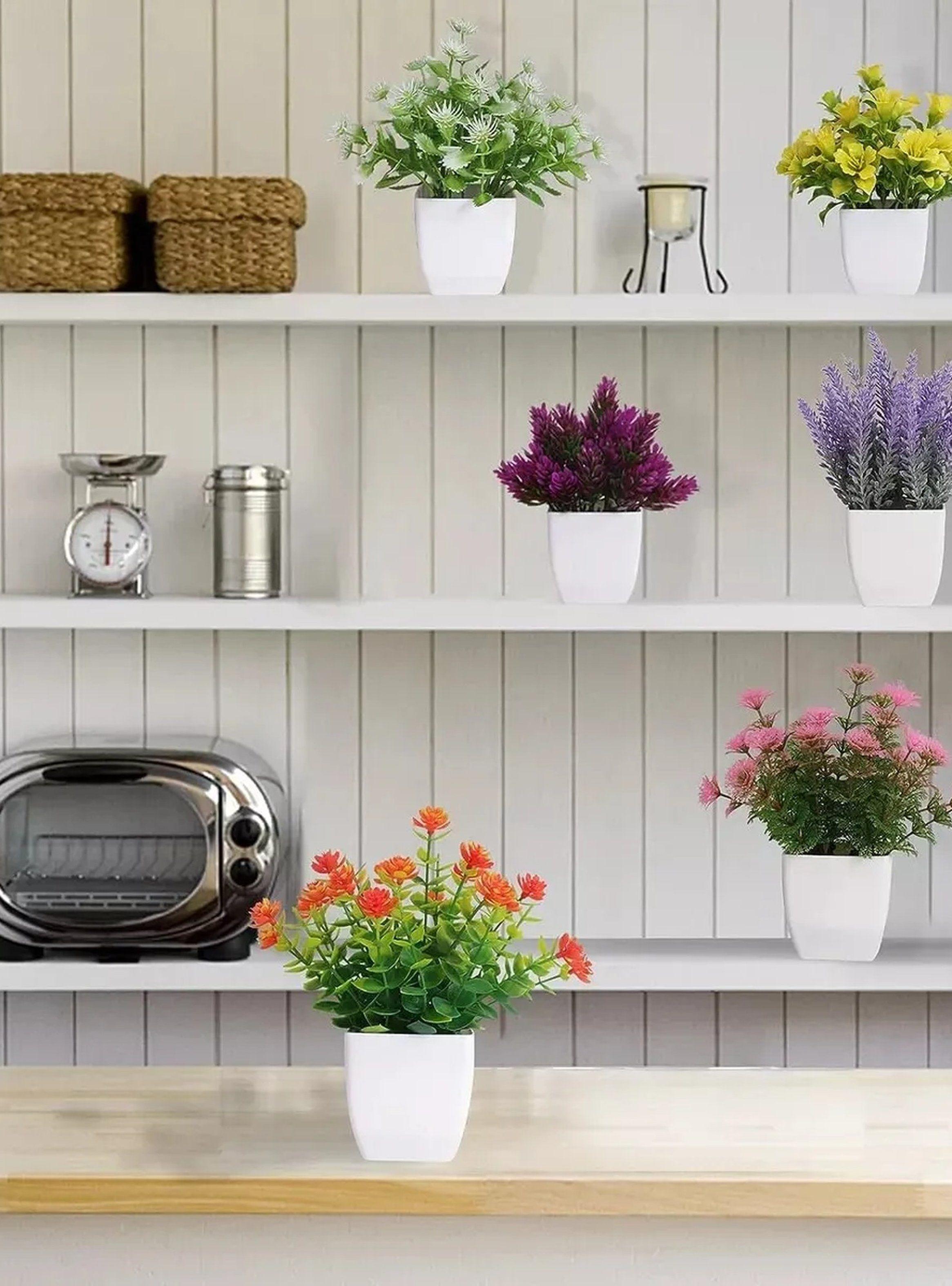 Plantas Artificiales con Maceta 6 Piezas Decorativas Multicolor-5