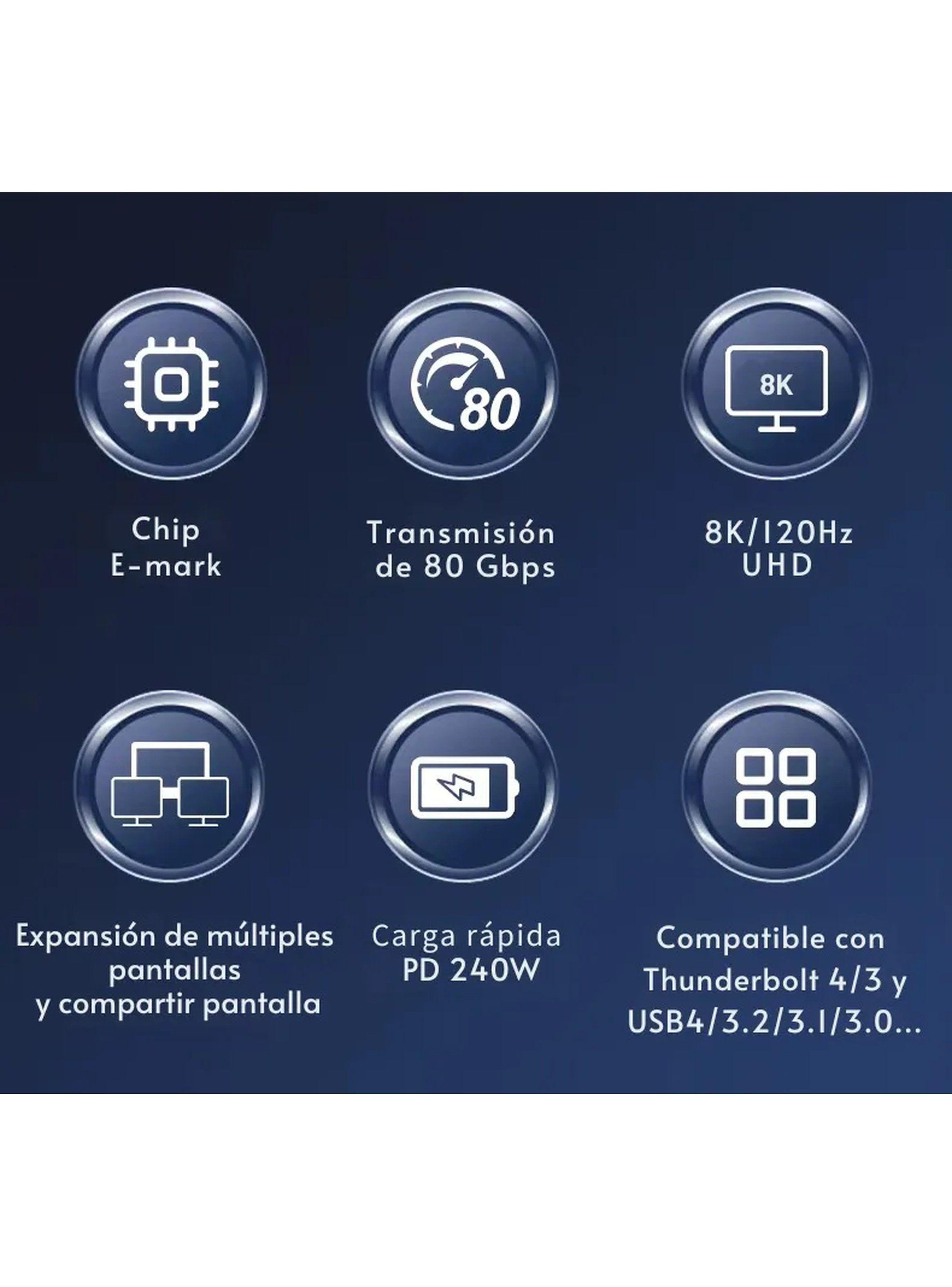 Cable USB-C Trenzado 240W 8K@60Hz Multipantalla-7