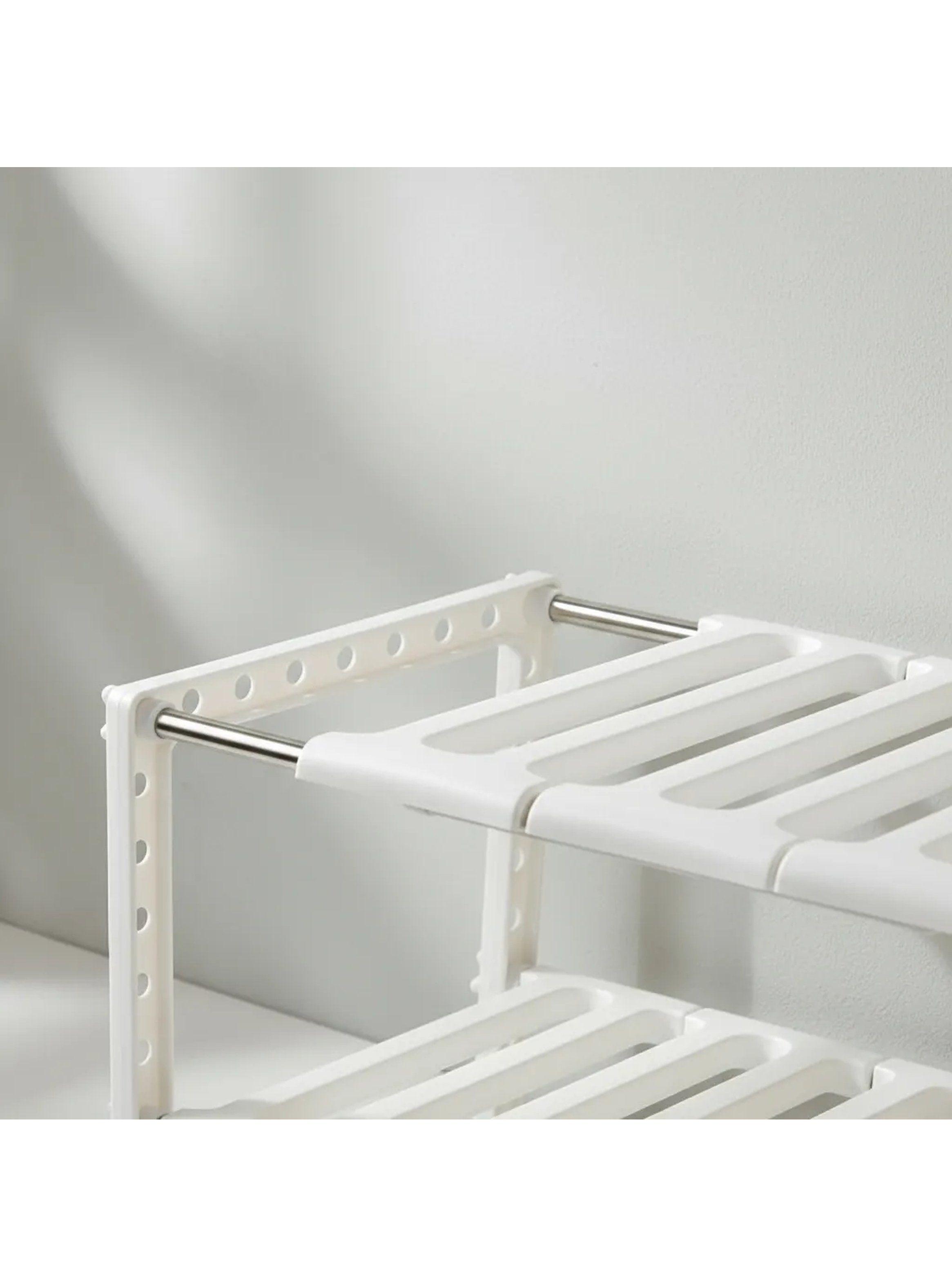 Organizador de Estantes Ajustable de Plástico Blanco para Cocina-7