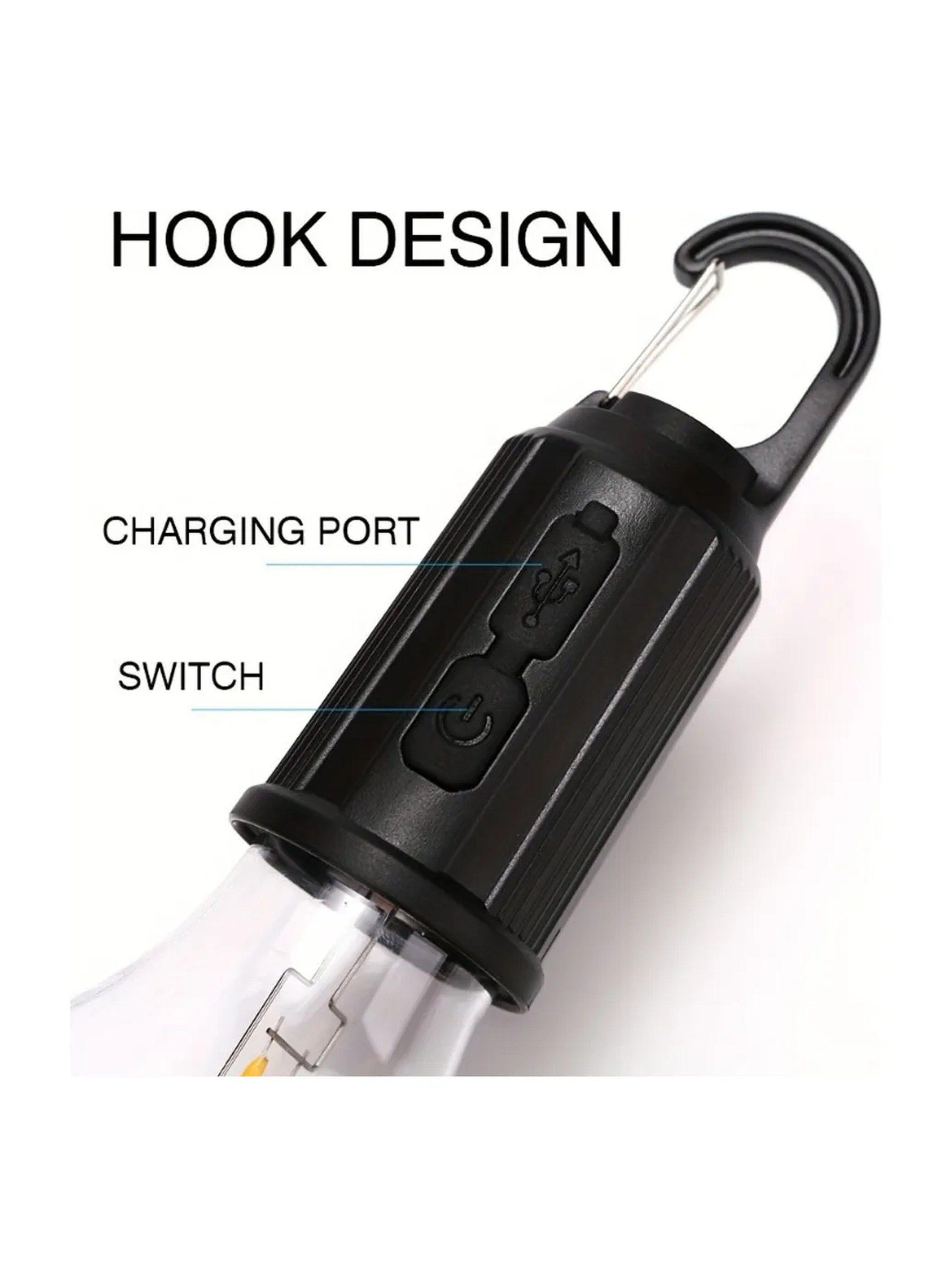 Linterna LED Recargable con Puerto USB y Gancho Ajustable-2