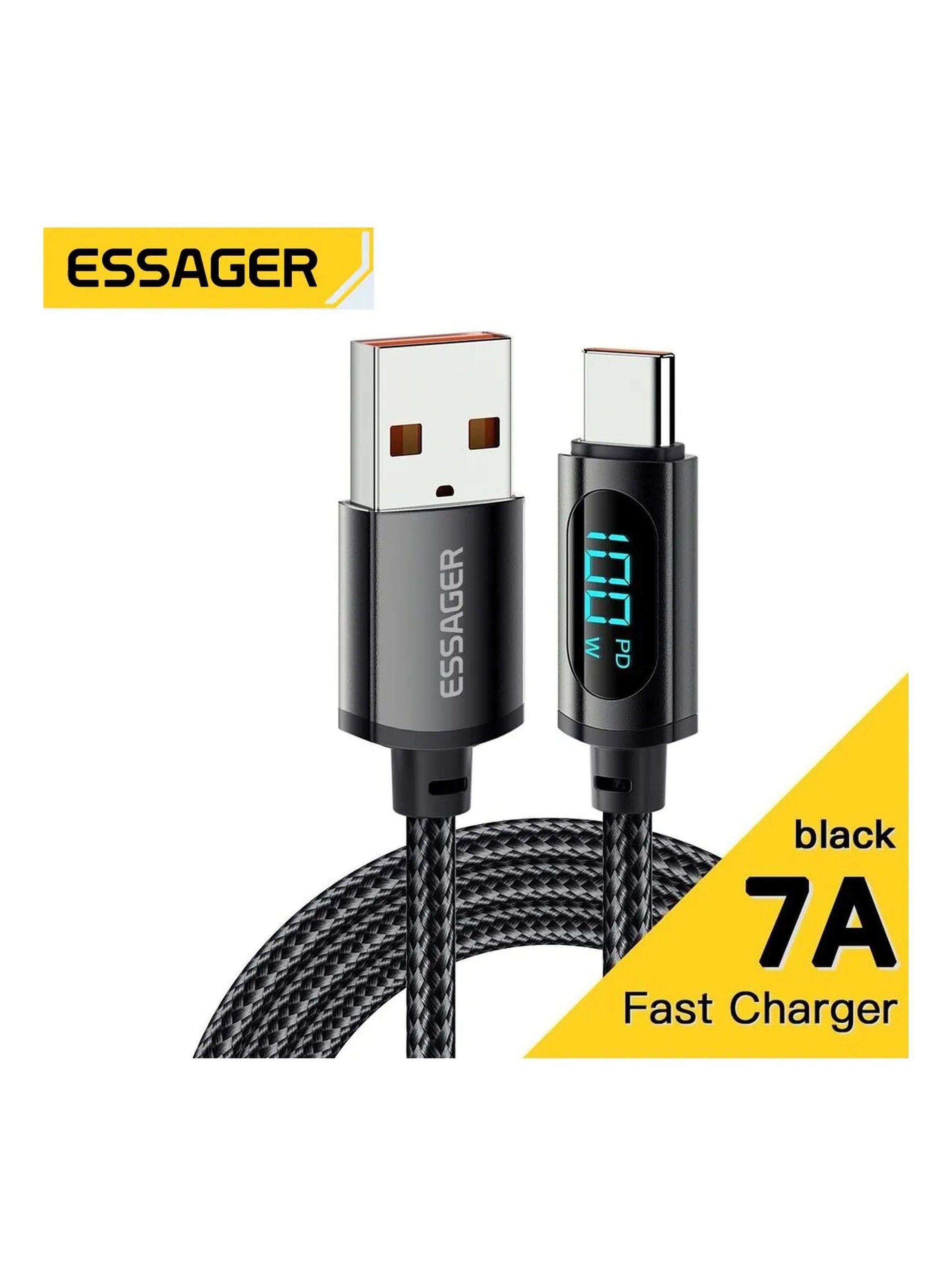 Cable USB Tipo C Carga Rápida 7A Pantalla Digital Negro-2