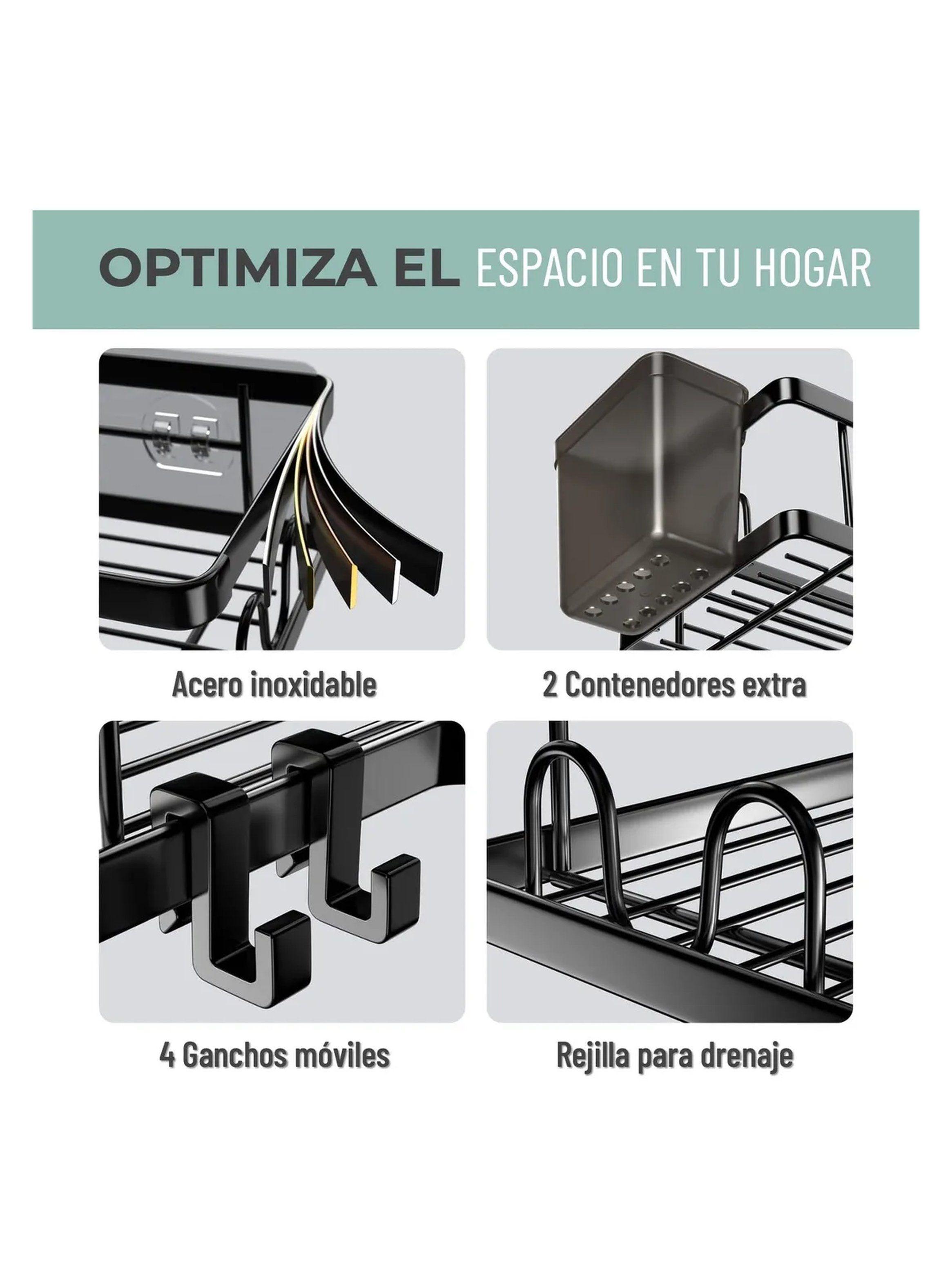 Estante de Baño Adhesivo Metálico Antioxidante con Rejilla-3