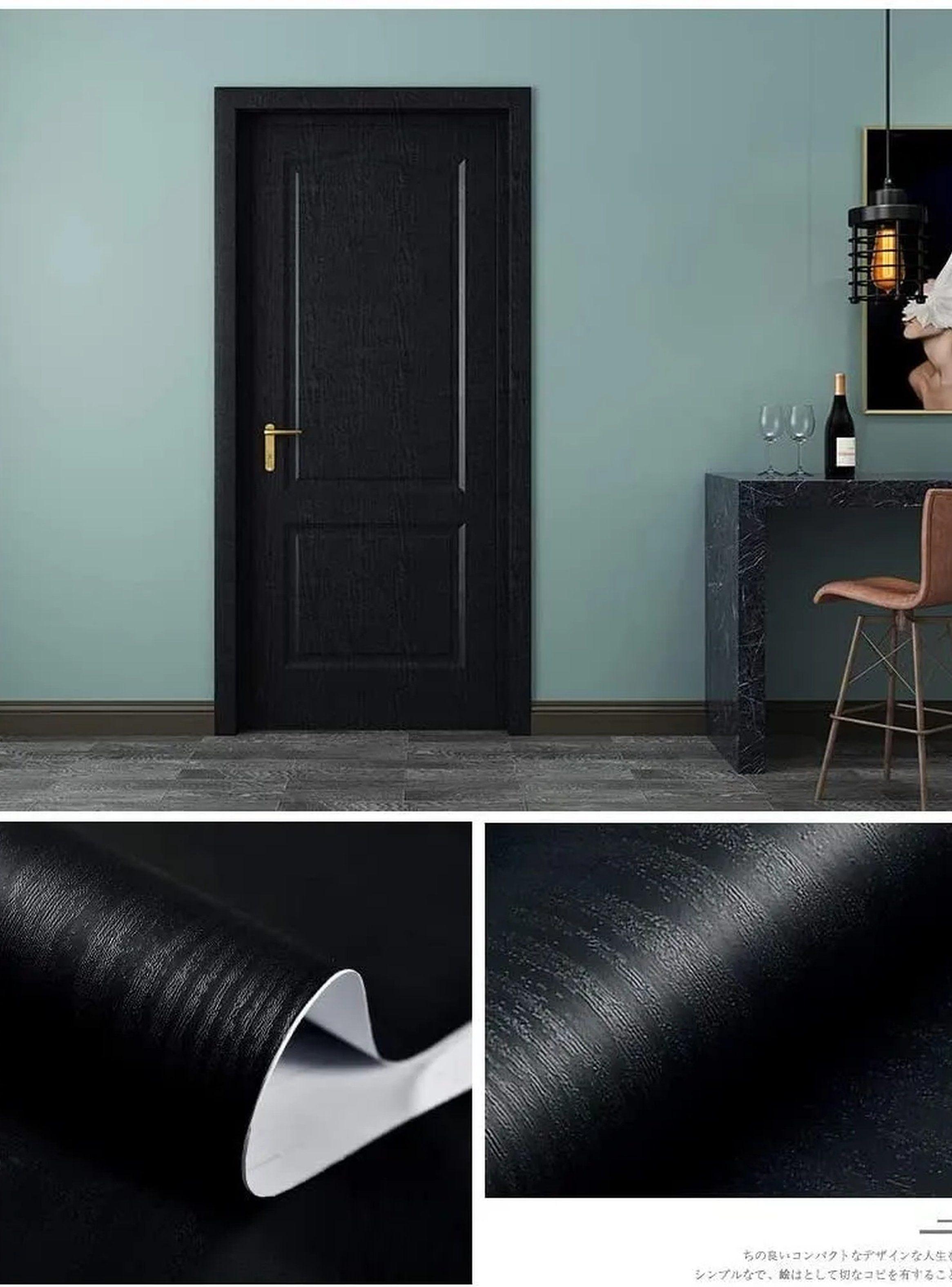 Vinilo Adhesivo Para Muebles Textura Madera Negro Mate-6