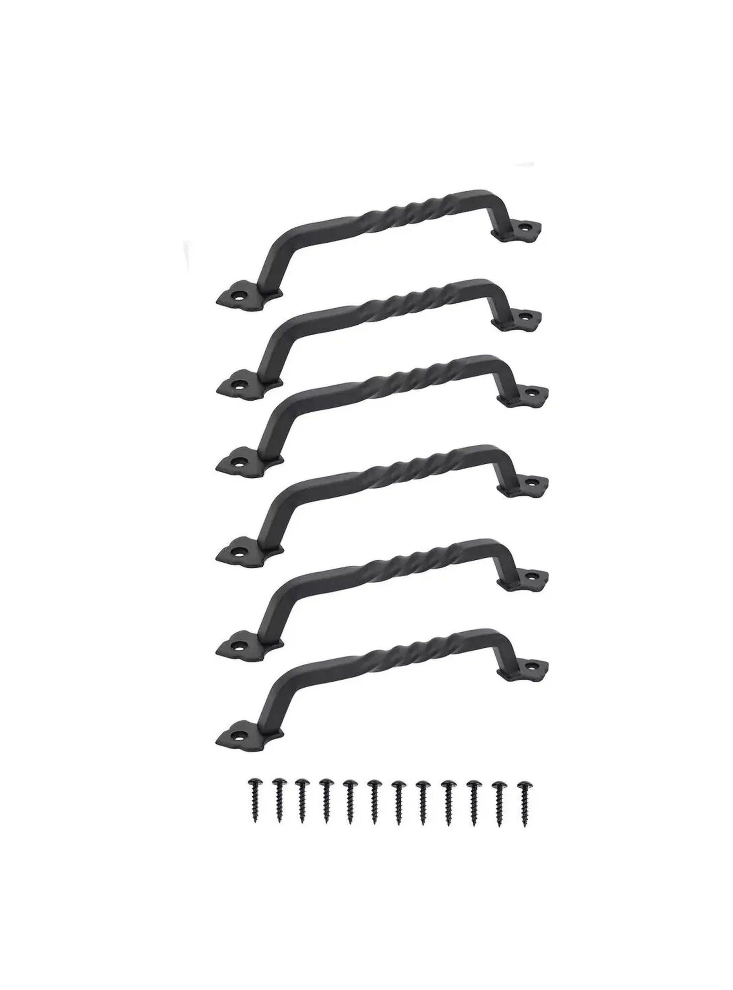 Manillas Rectas para Puertas Hierro Negro Tornillos Incluidos-0