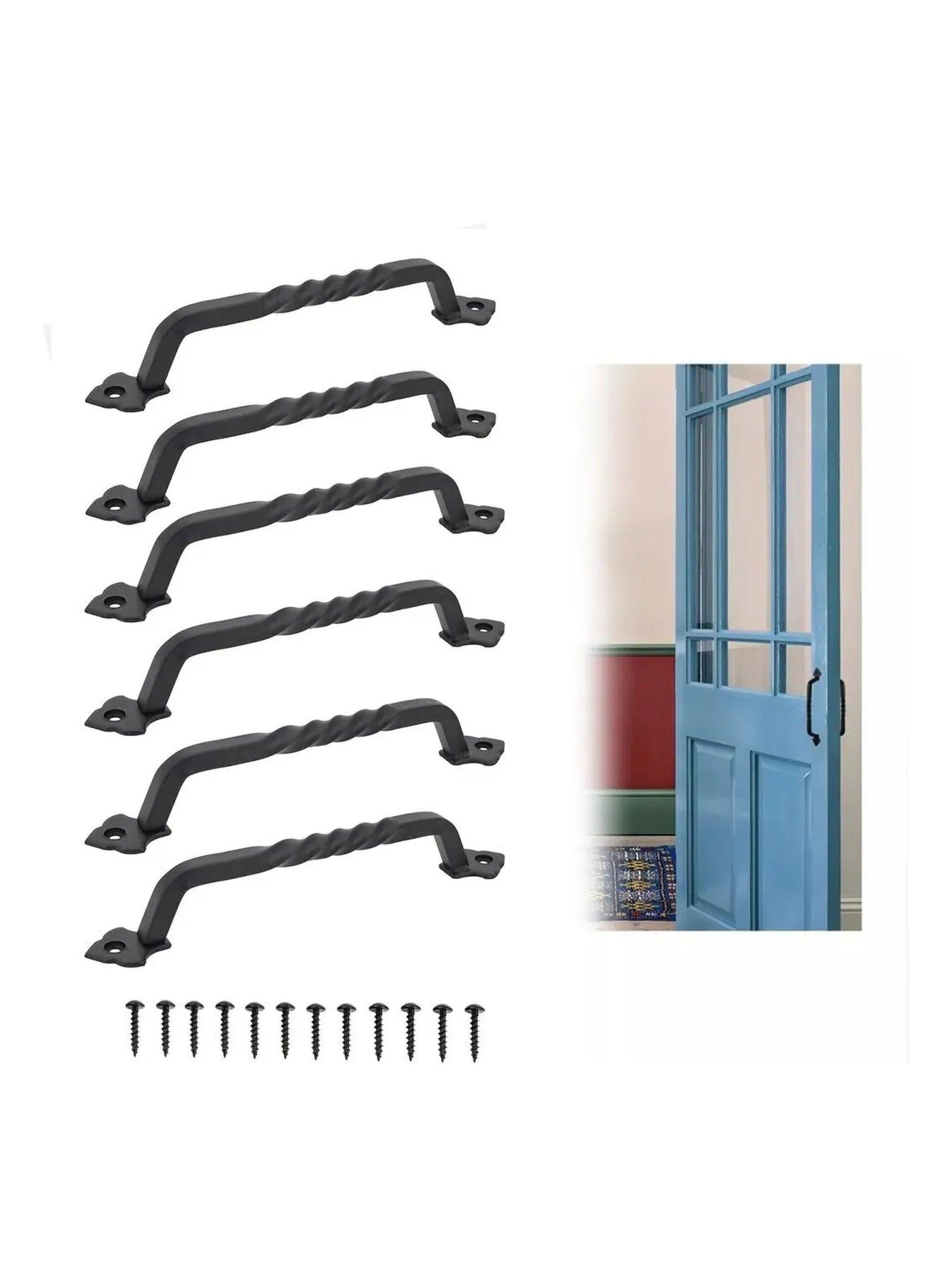 Manillas Rectas para Puertas Hierro Negro Tornillos Incluidos-6