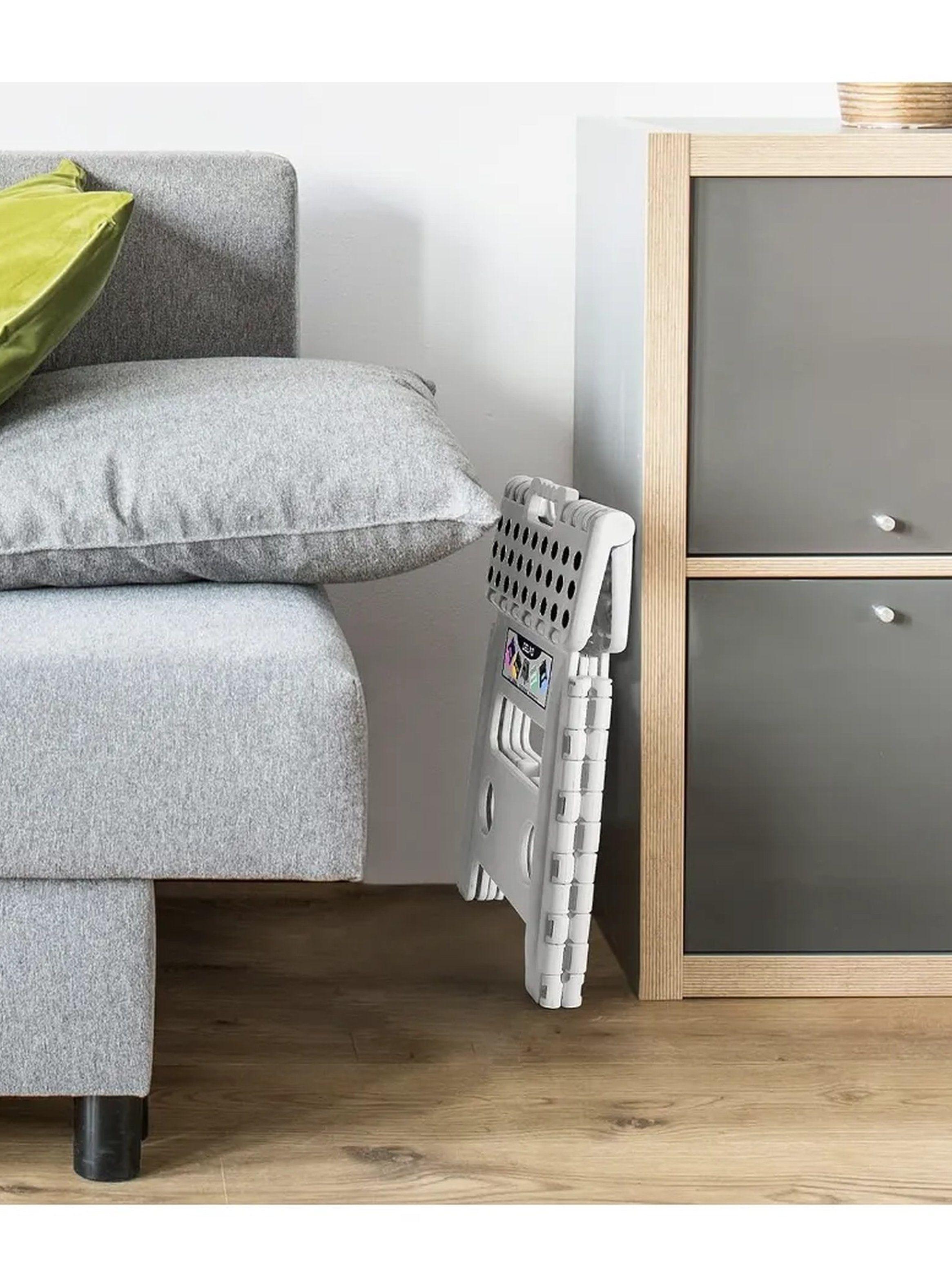 Taburete Plegable Plástico Blanco Antideslizante Portátil-3