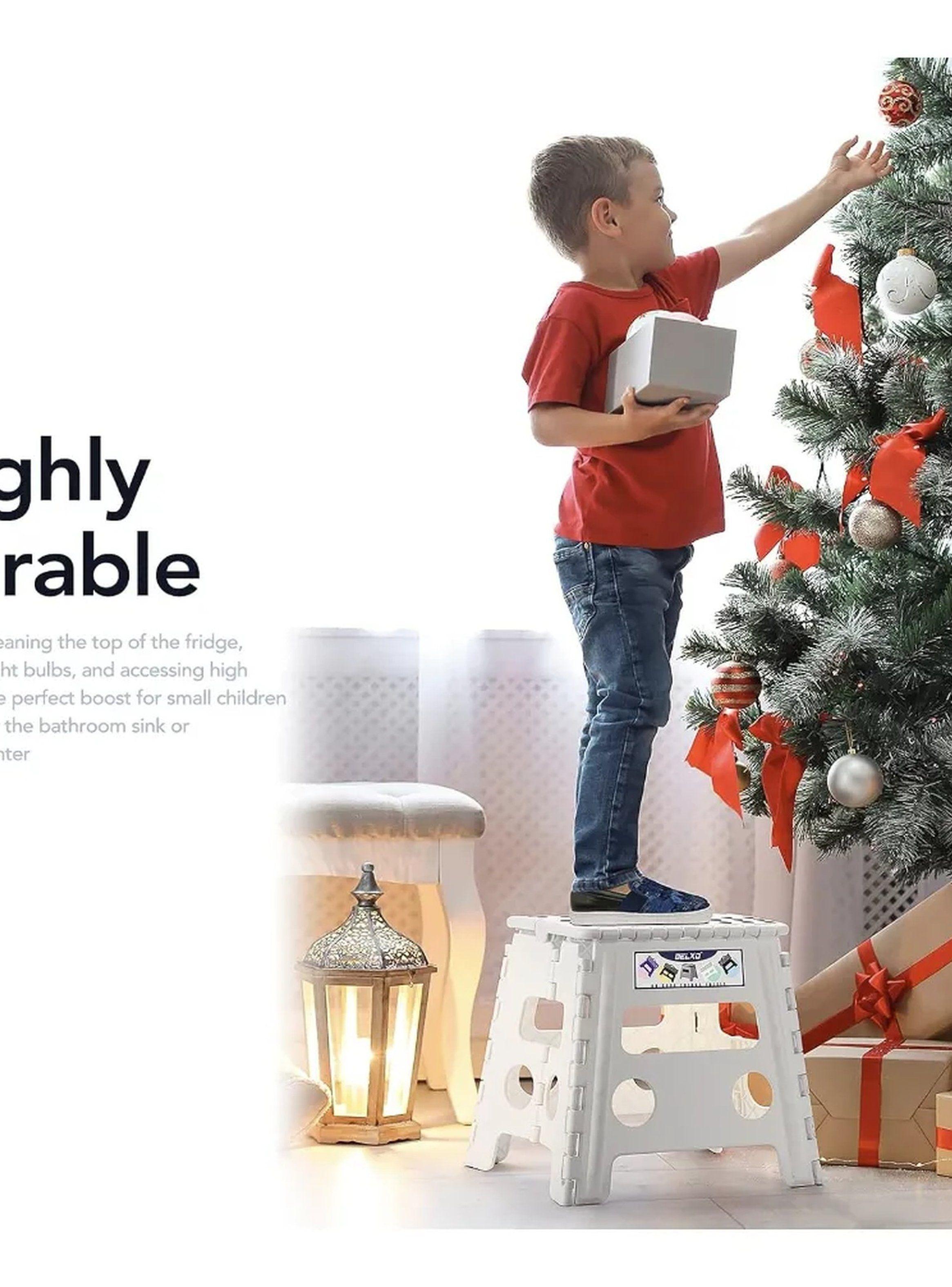 Taburete Plegable Plástico Blanco Antideslizante Portátil-4