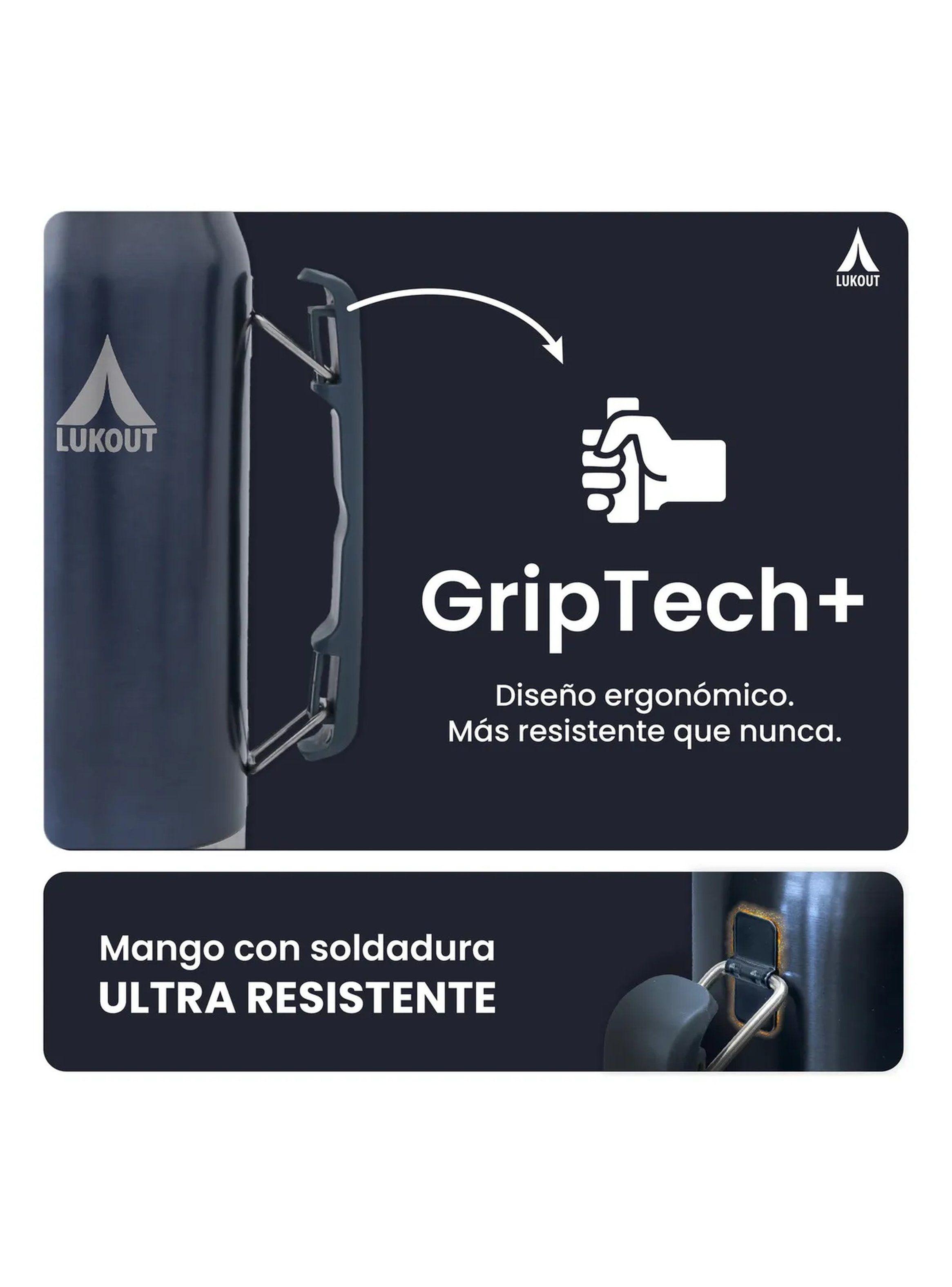 Termo Mate Acero Inoxidable 1300ml Negro Dos Tapas-3