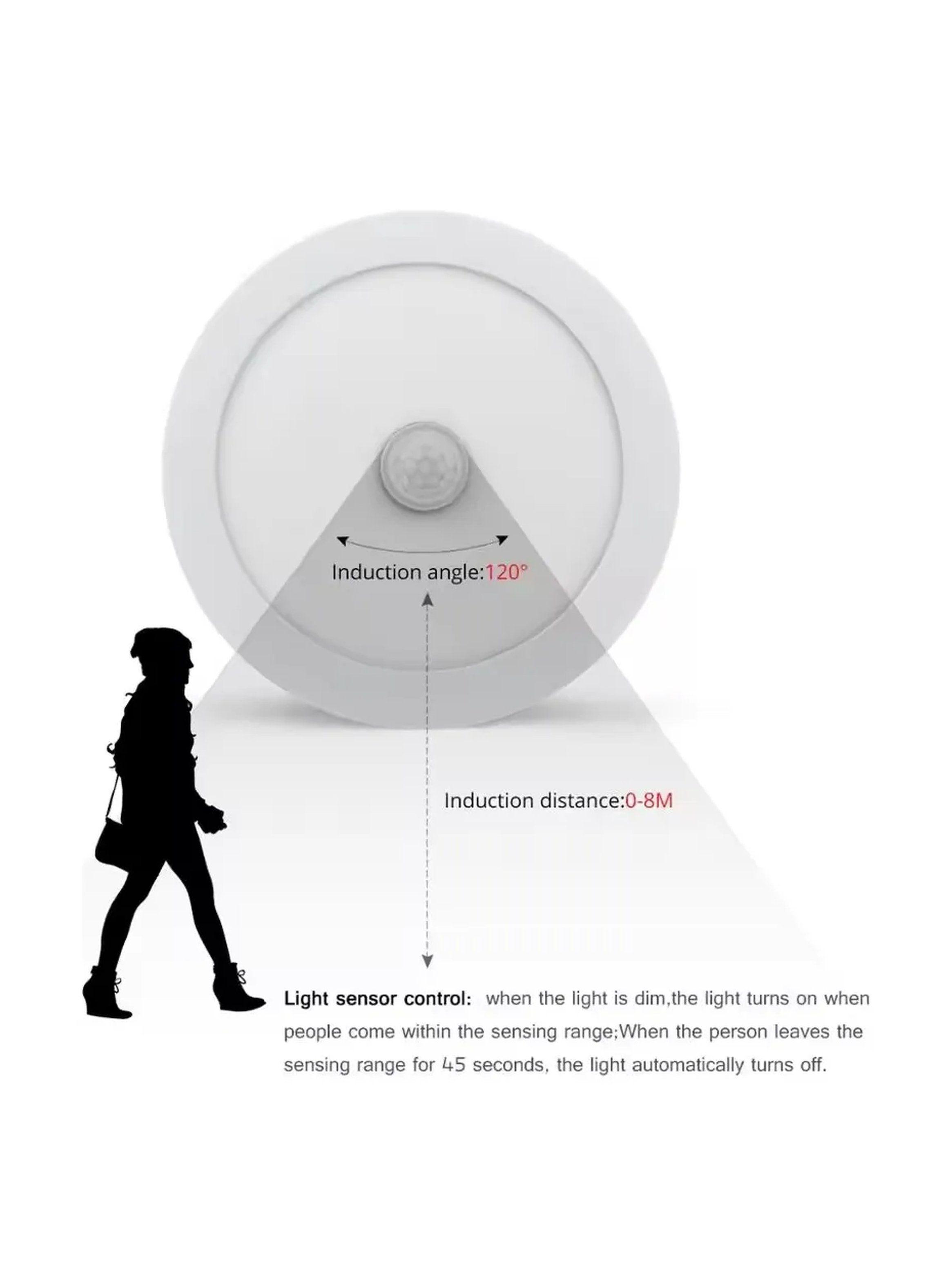 Luz LED Sensor Movimiento Redonda 8M Blanco-2
