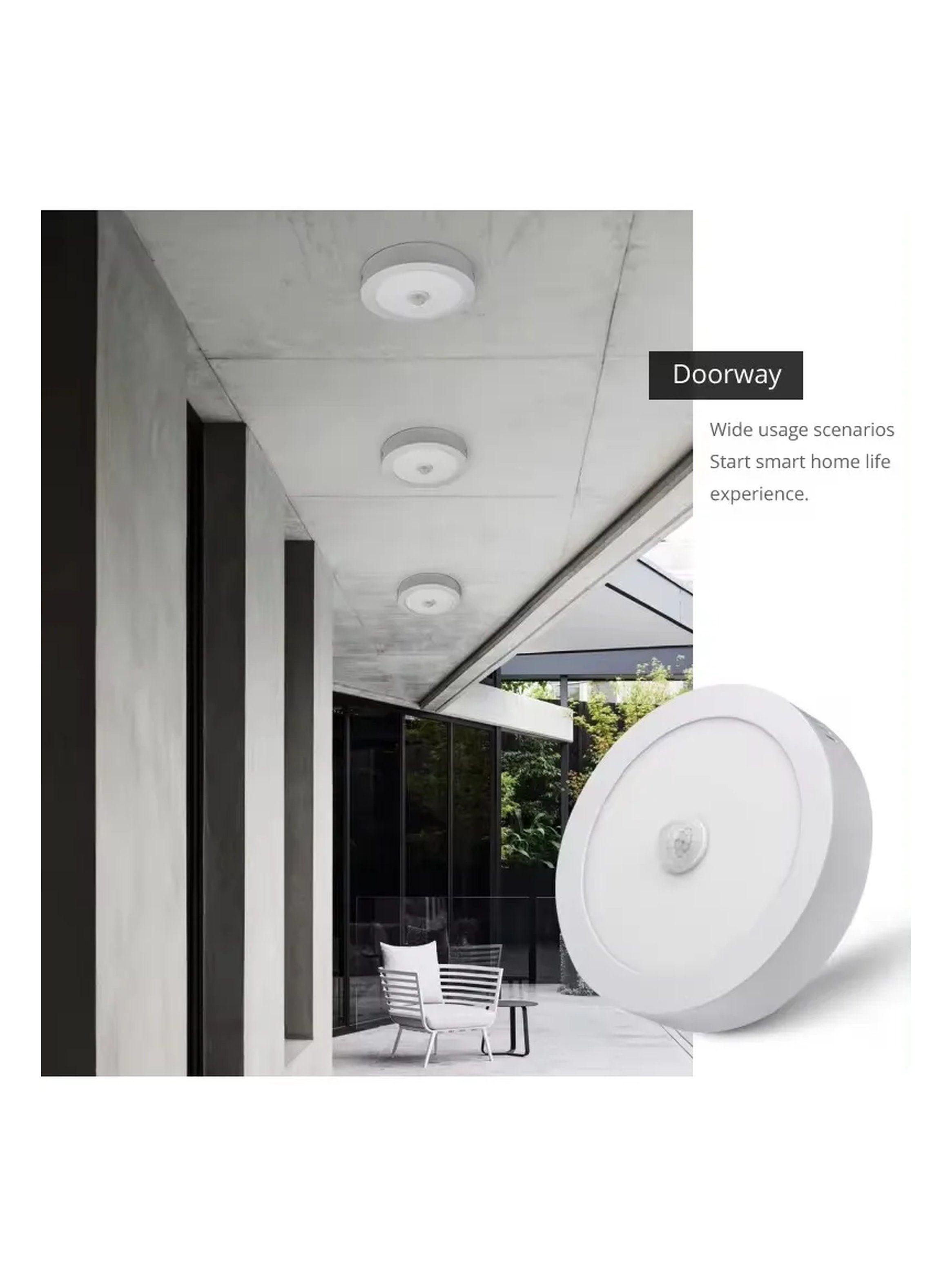 Luz LED Sensor Movimiento Redonda 8M Blanco-7