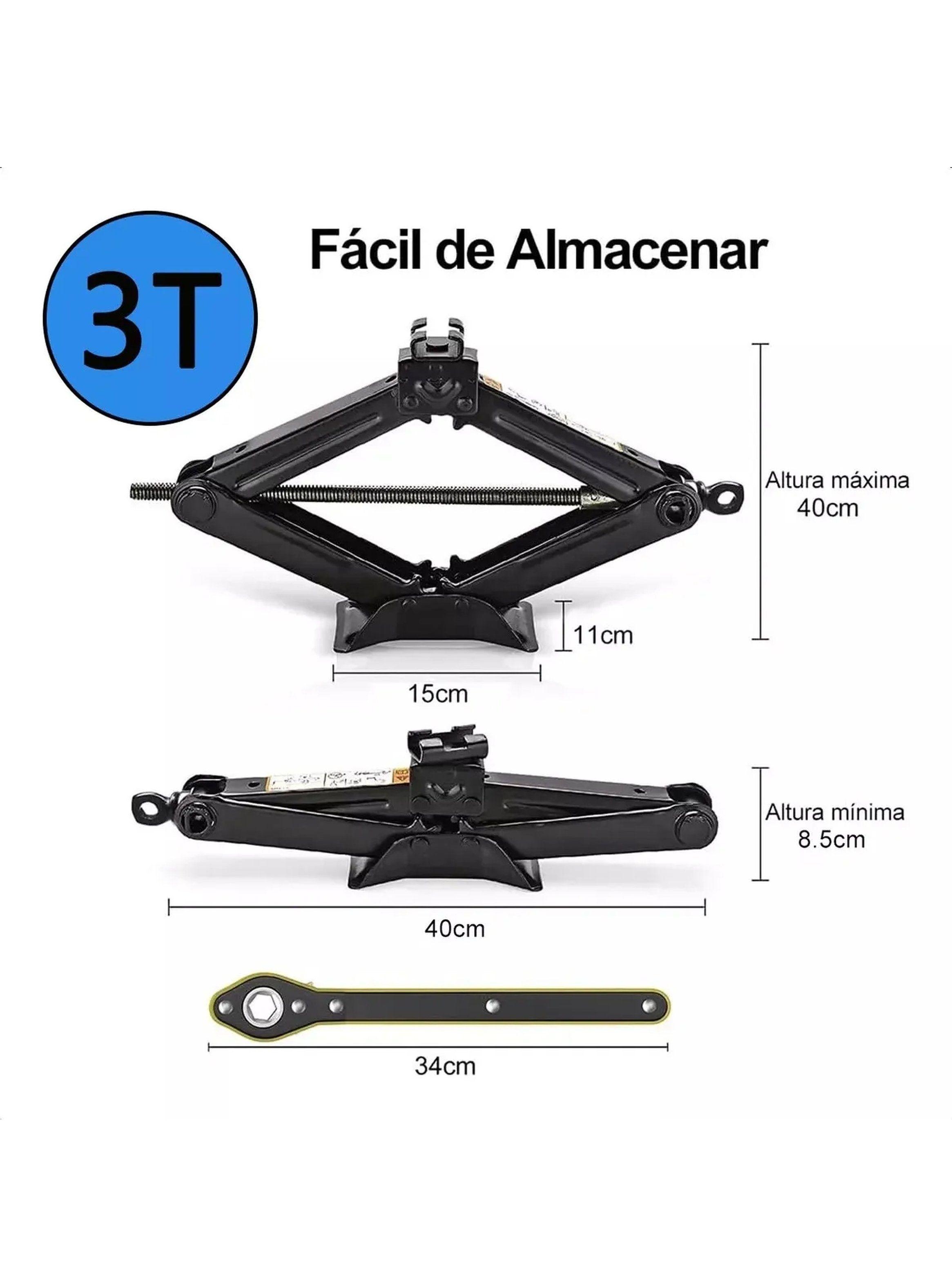 Gato Mecánico 3 Toneladas Ajustable Negro 8.5-40 cm-4