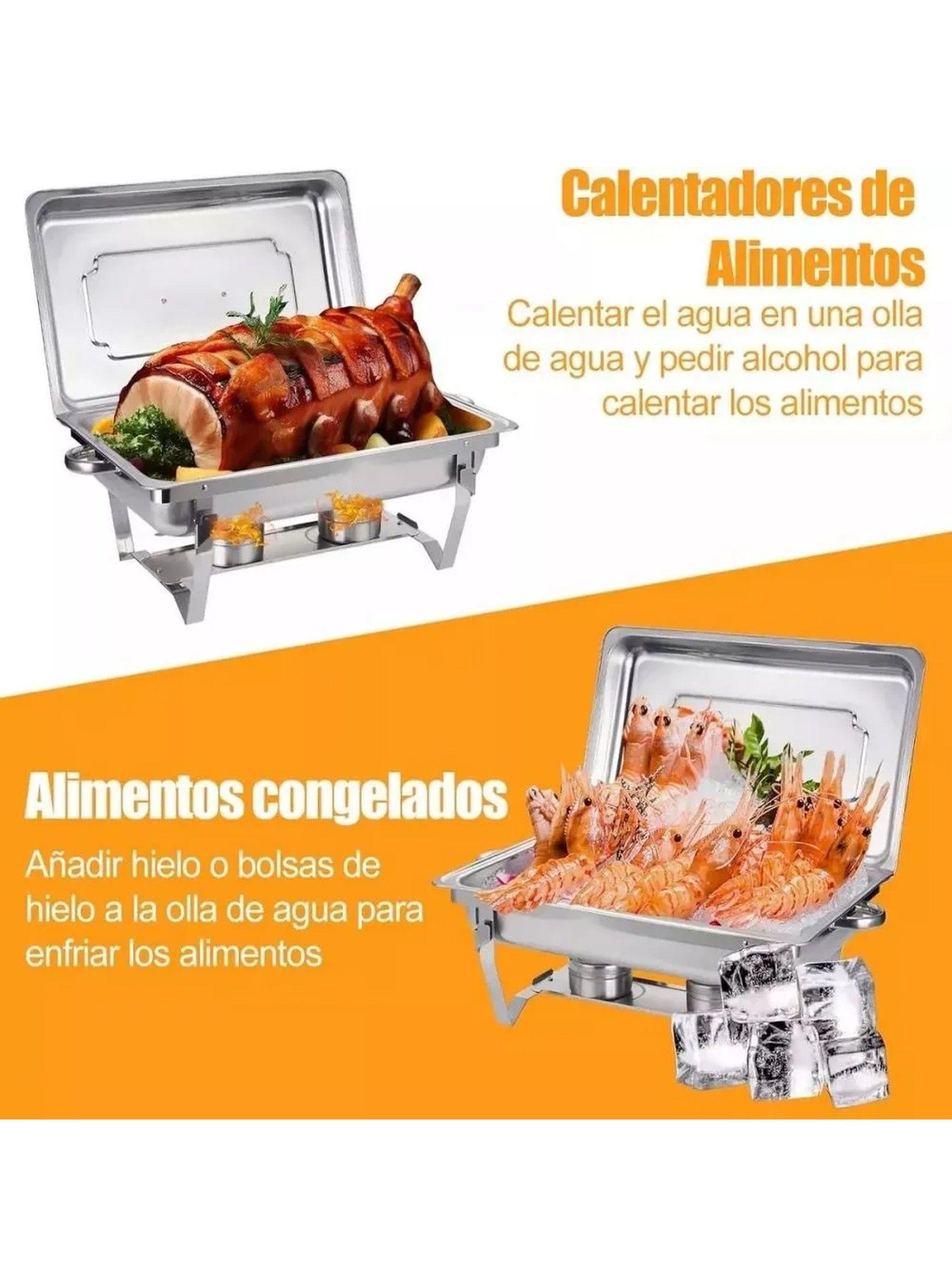 Bandeja de Calentamiento de Alimentos Acero Inoxidable 9L Rectangular-3