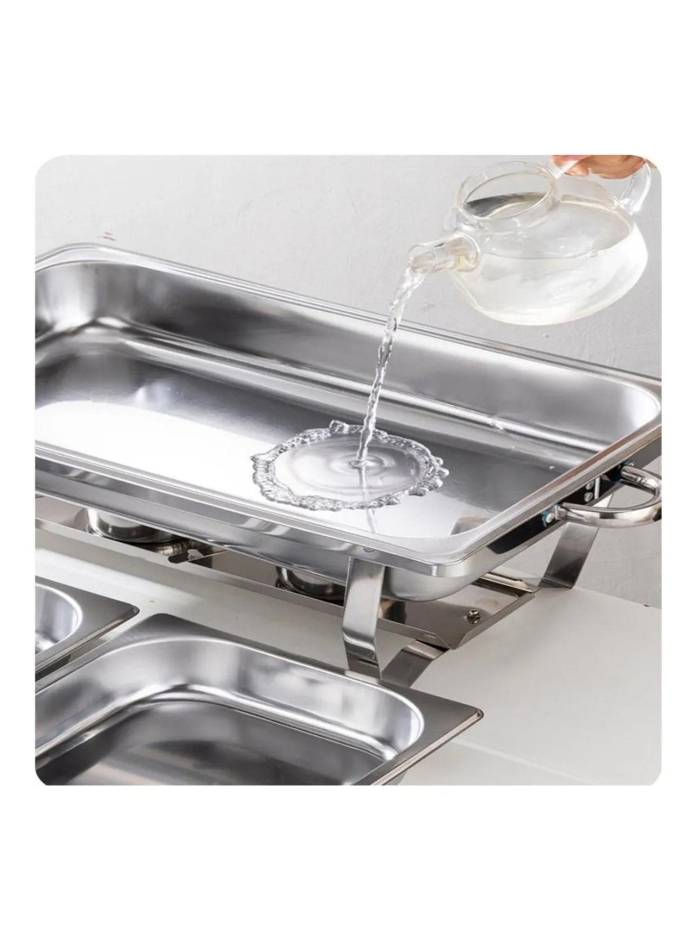 Bandeja de Calentamiento de Alimentos Acero Inoxidable 9L Rectangular-5
