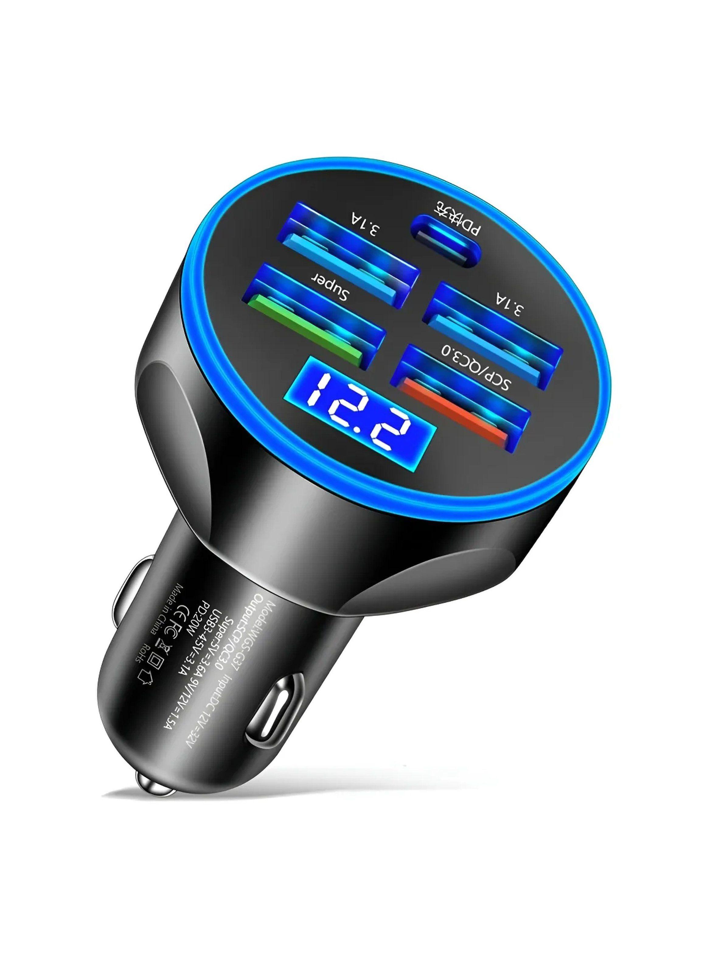 Cargador de Auto USB 250W 5 Puertos Protección Inteligente-0