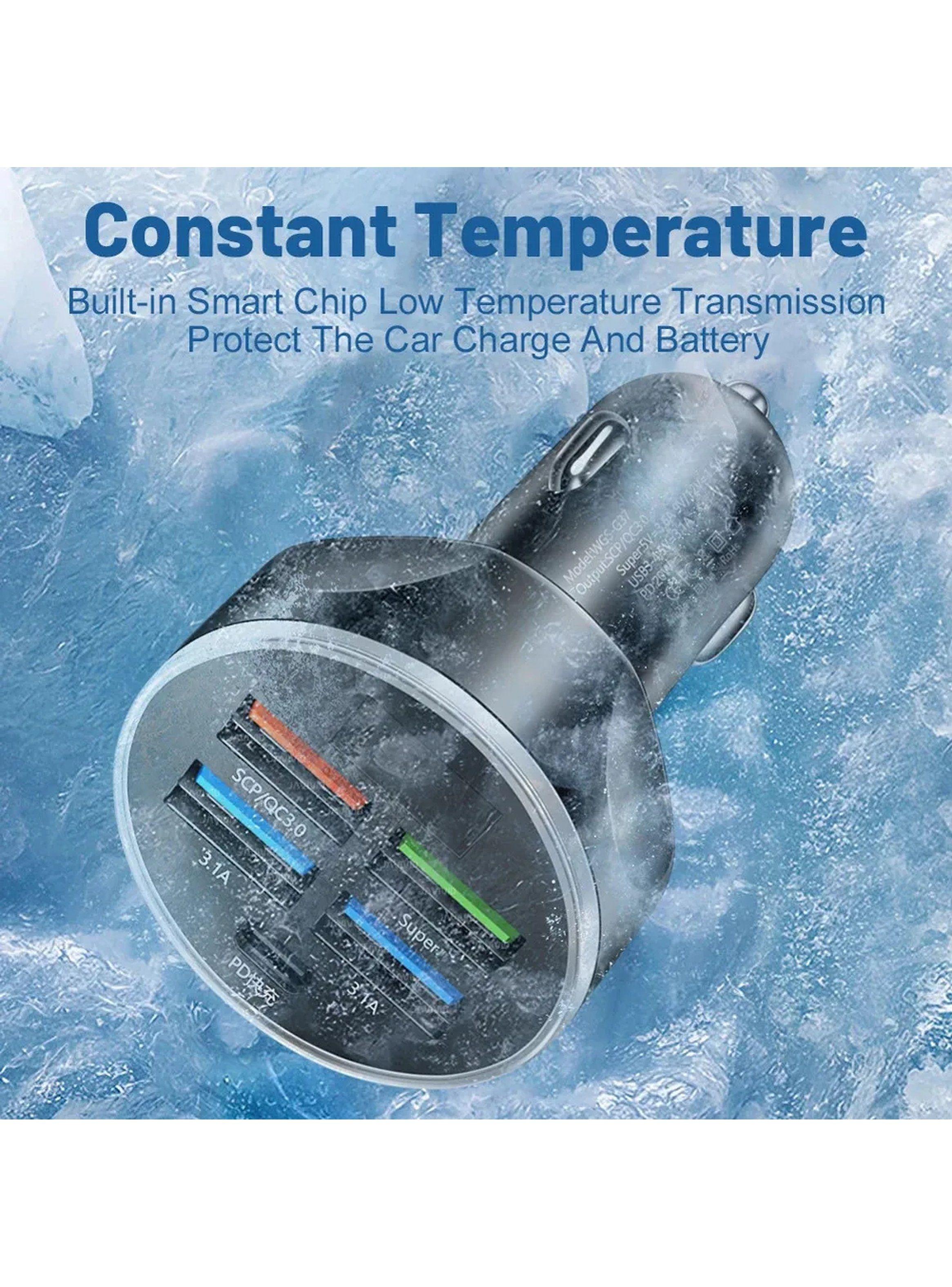 Cargador de Auto USB 250W 5 Puertos Protección Inteligente-5