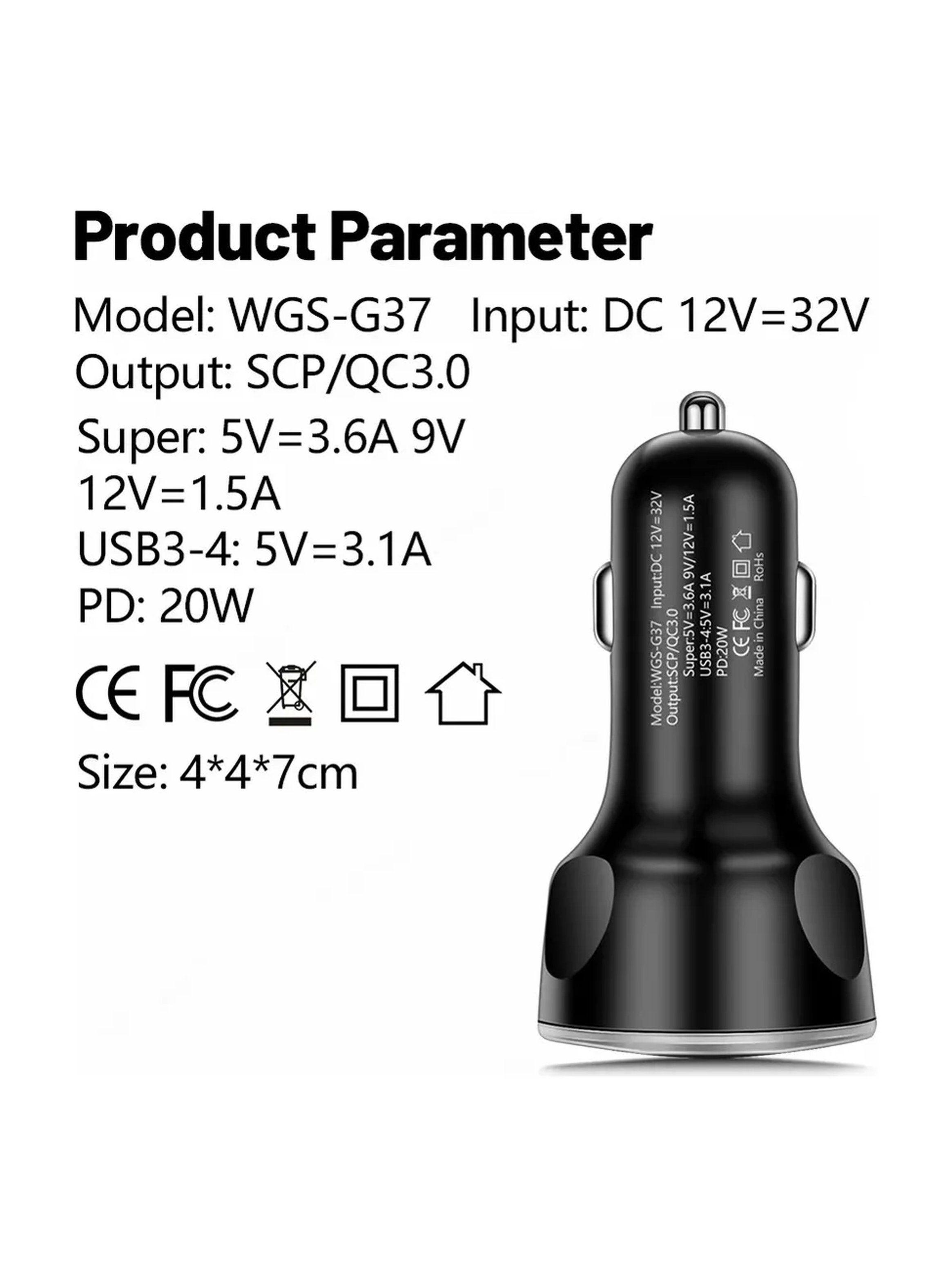 Cargador de Auto USB 250W 5 Puertos Protección Inteligente-7