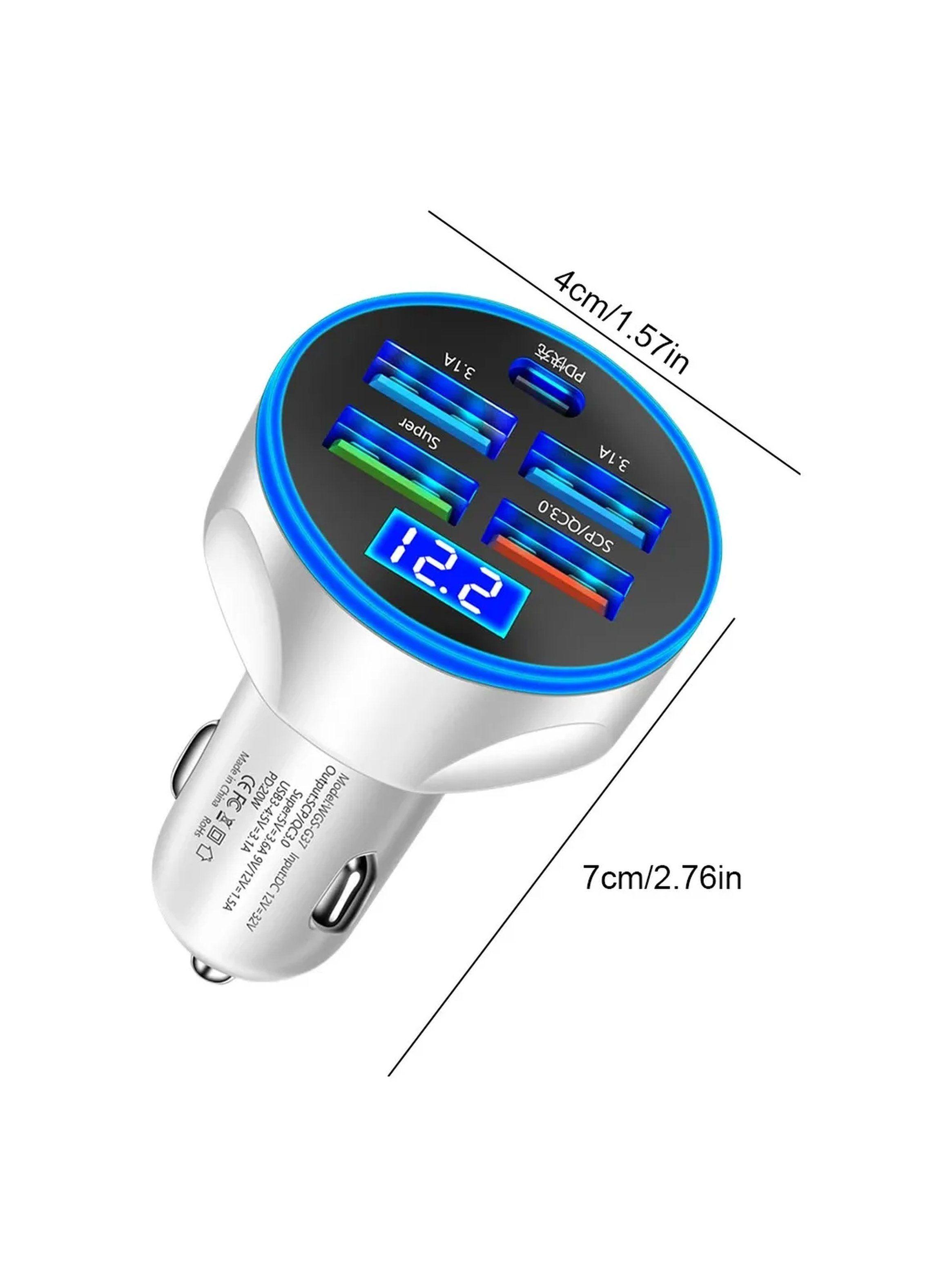 Cargador de Auto USB 250W 5 Puertos Protección Inteligente-8