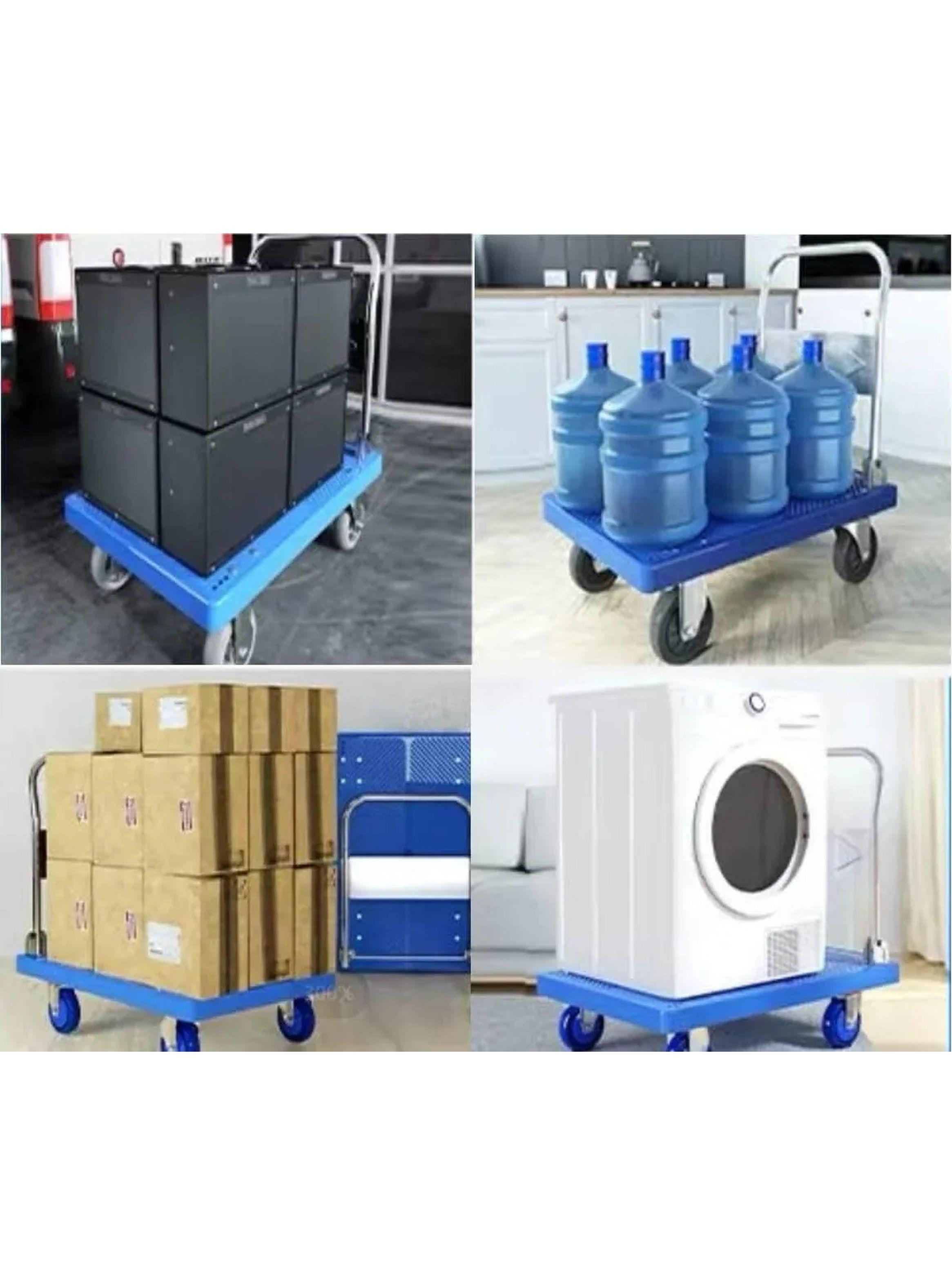 Carro de Carga Plegable Plataforma Reforzada Ruedas Giratorias-3