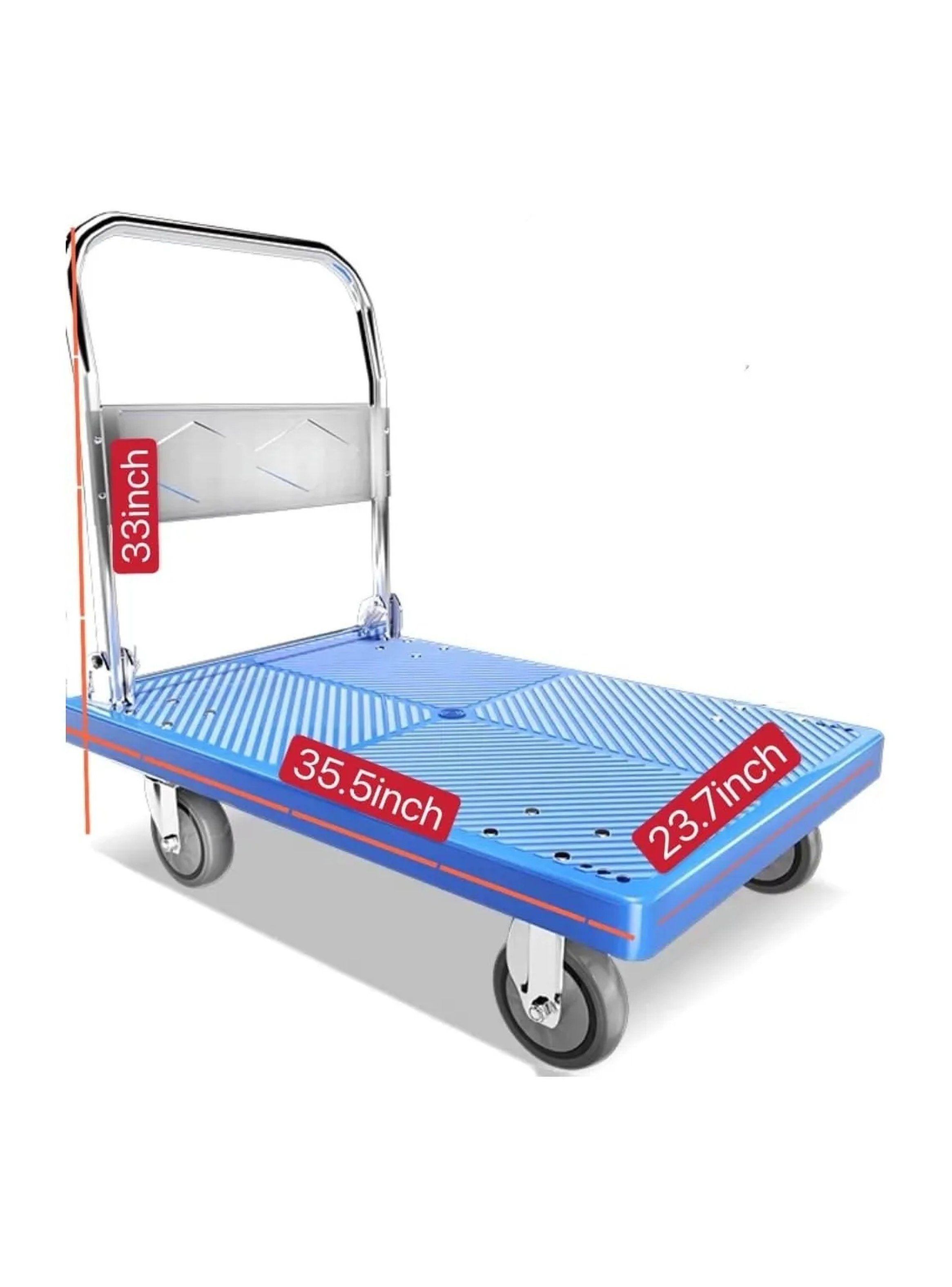 Carro de Carga Plegable Plataforma Reforzada Ruedas Giratorias-4