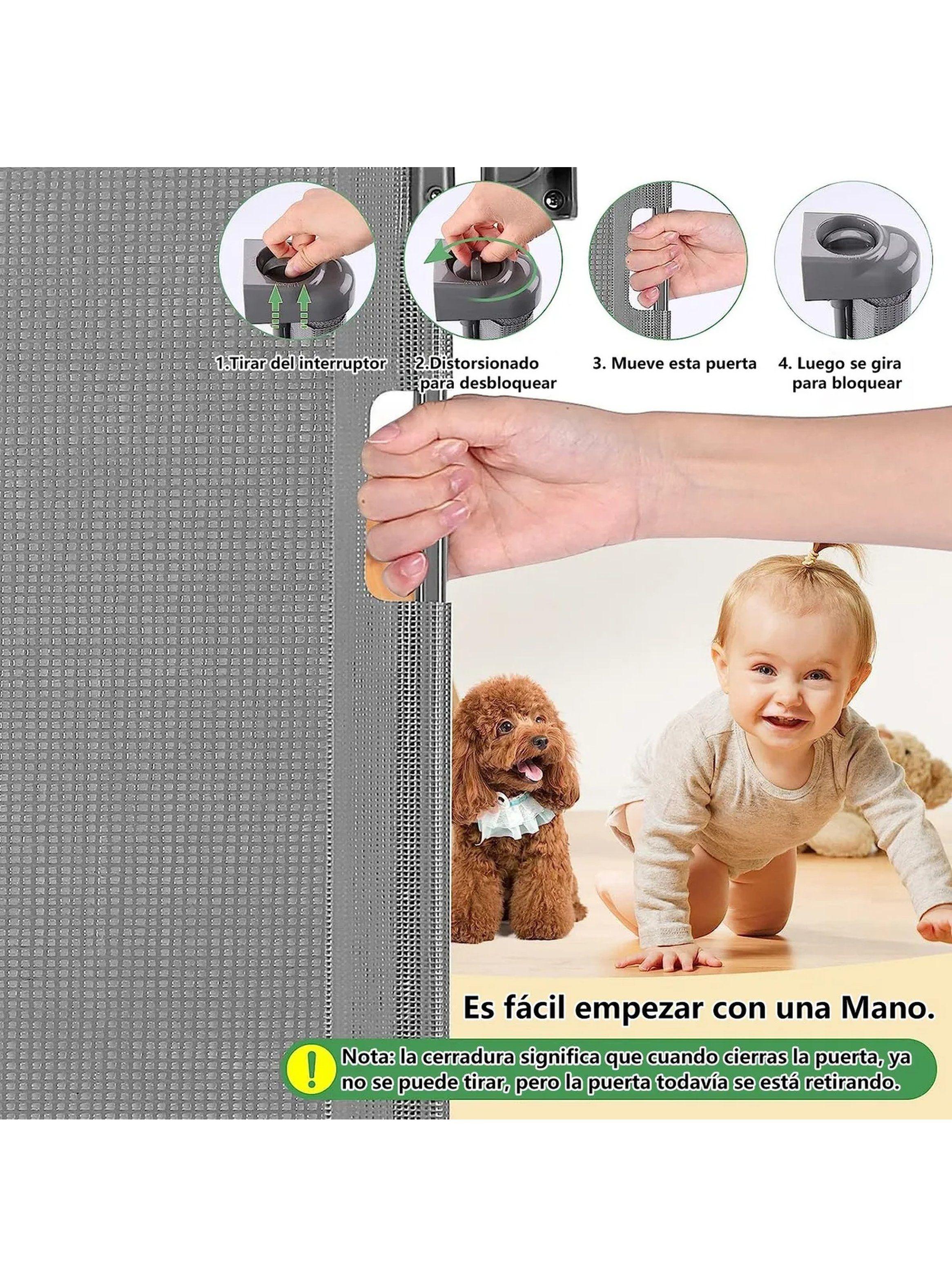 Puerta Retráctil de Seguridad 150 cm Exterior Interior Ajustable-3