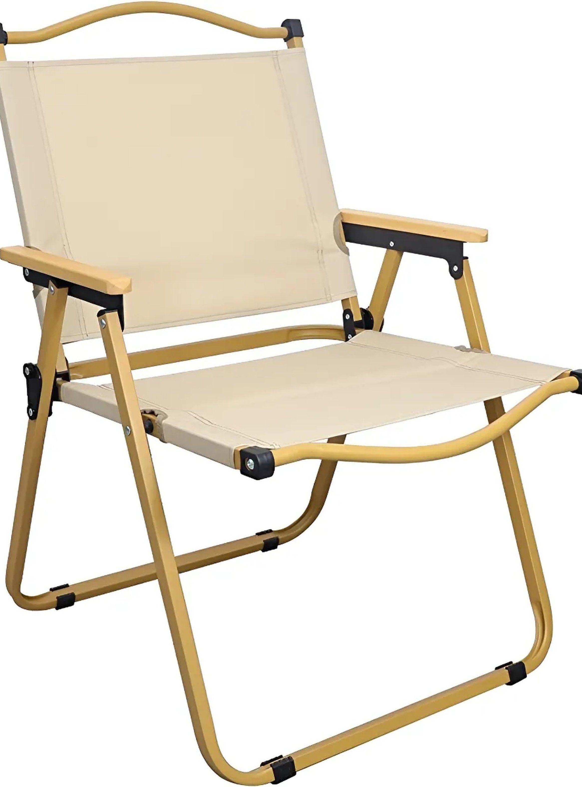 Silla Plegable Camping Portátil Ligera 3kg Tela Beige-0
