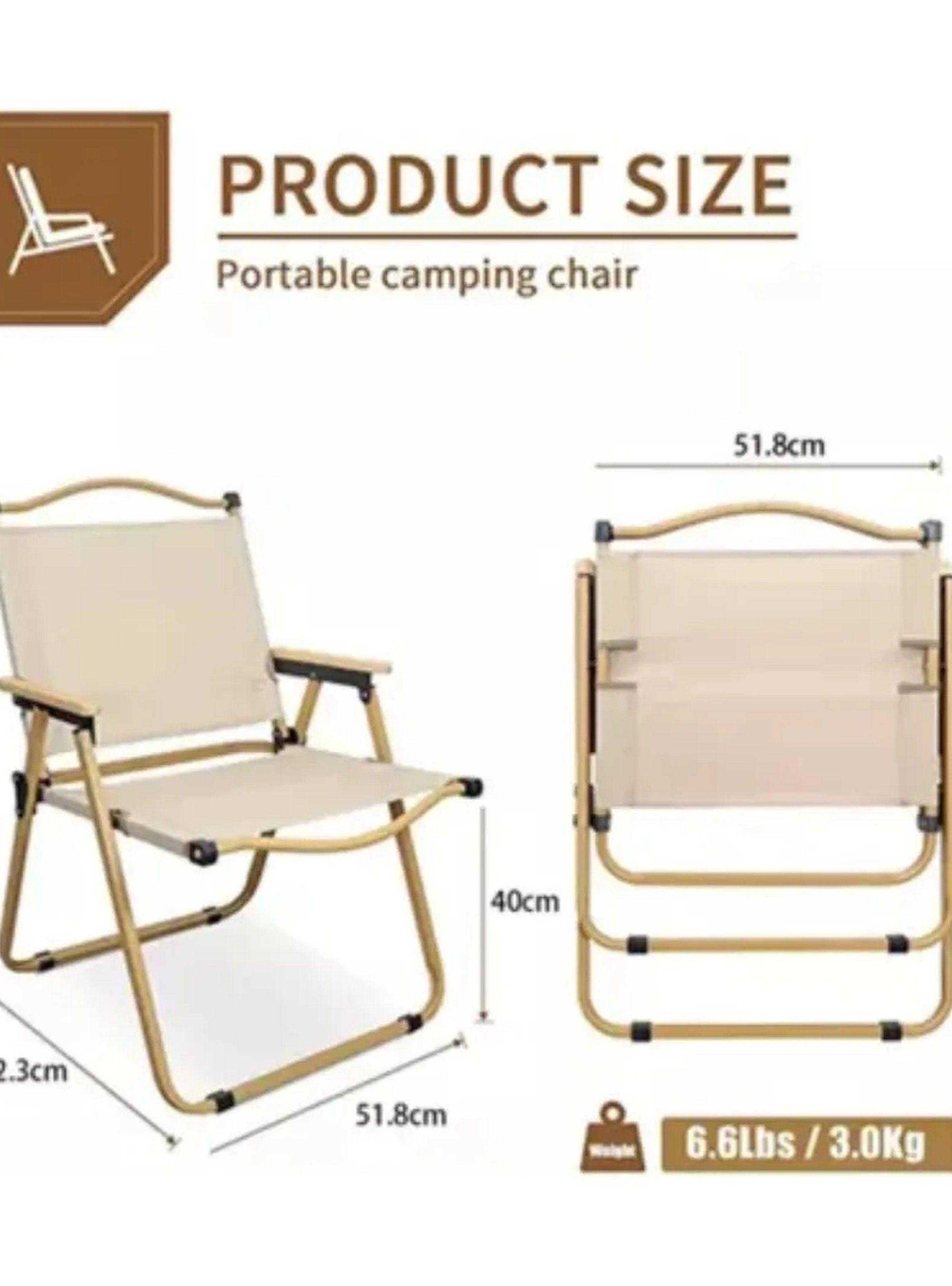 Silla Plegable Camping Portátil Ligera 3kg Tela Beige-1