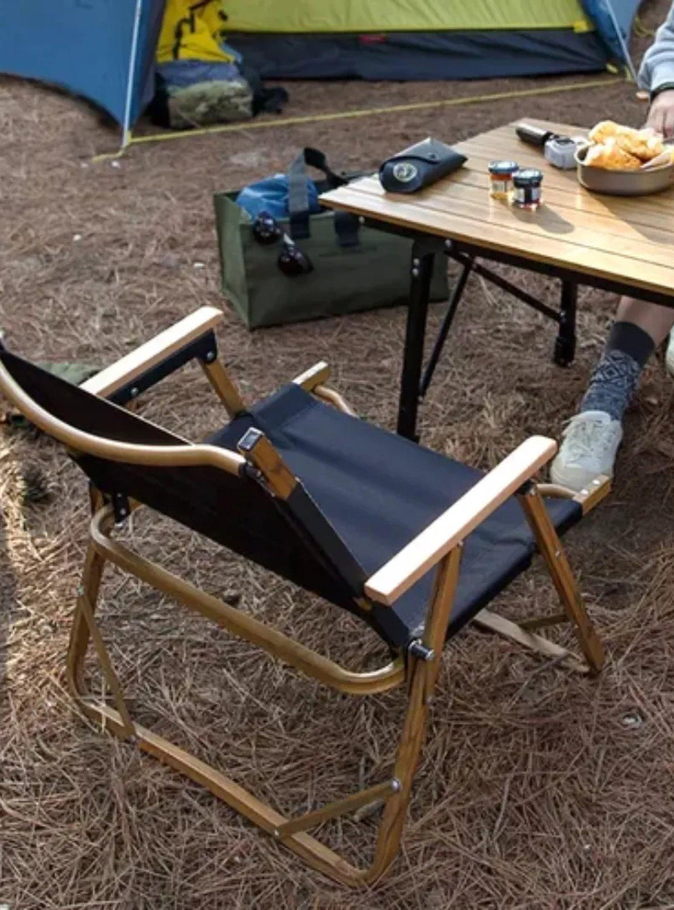 Silla Plegable Camping Portátil Ligera 3kg Tela Beige-3