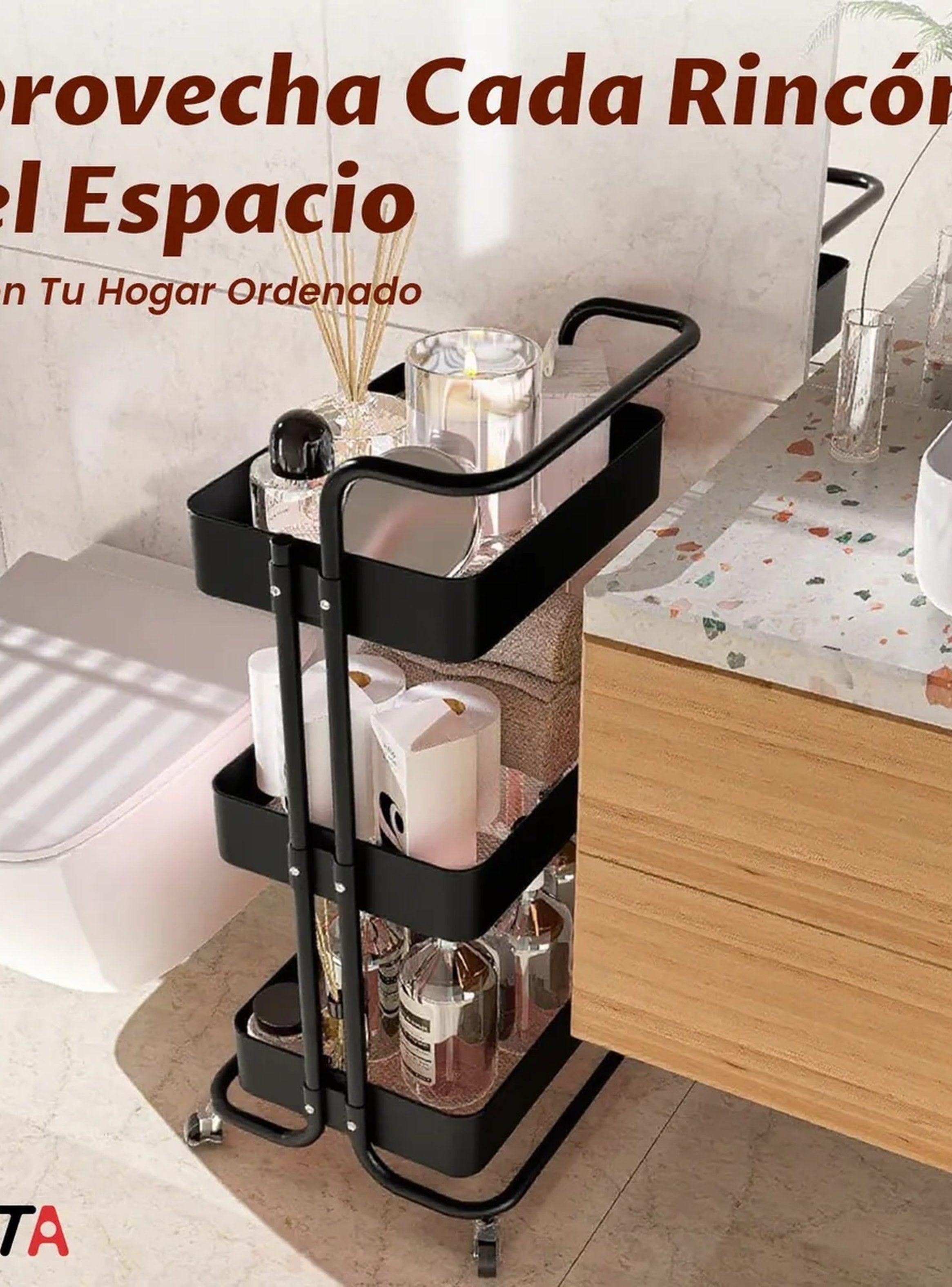 Carro de Almacenamiento de 3 Niveles con Ruedas Negro-2