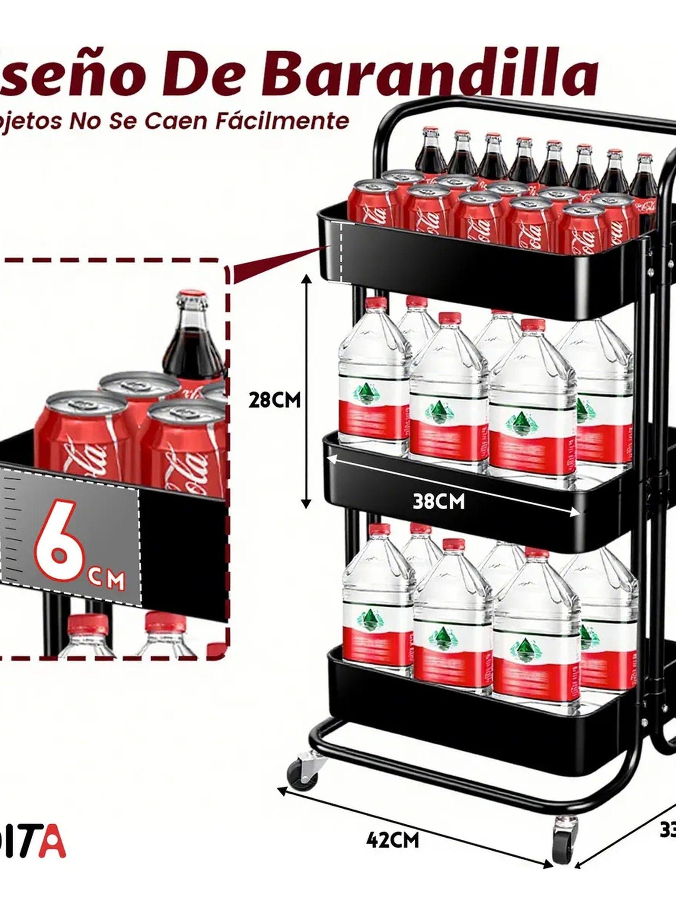 Carro de Almacenamiento de 3 Niveles con Ruedas Negro-9