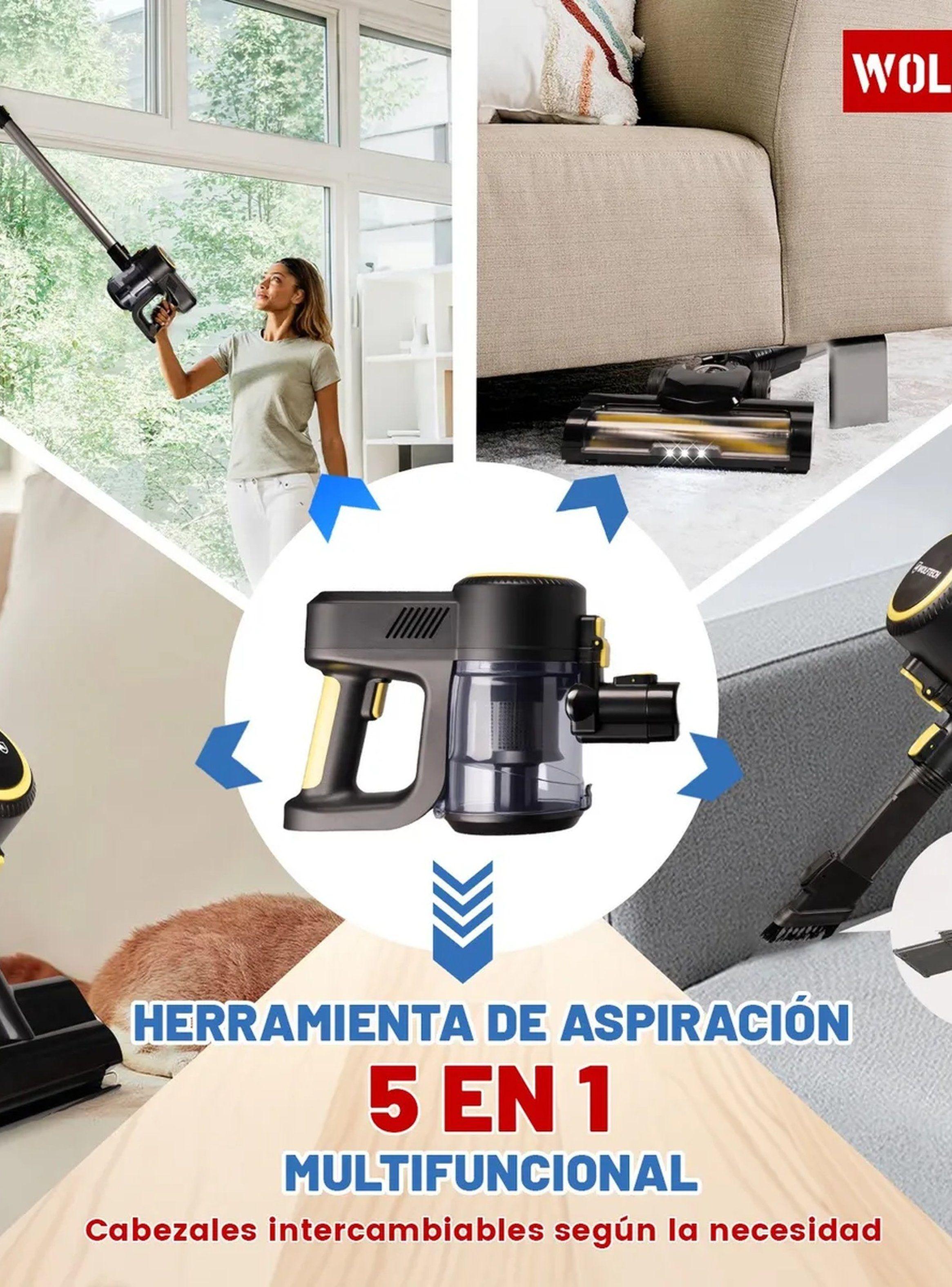 Aspiradora Sin Cable 12KPa Potencia Succión Filtro HEPA-4