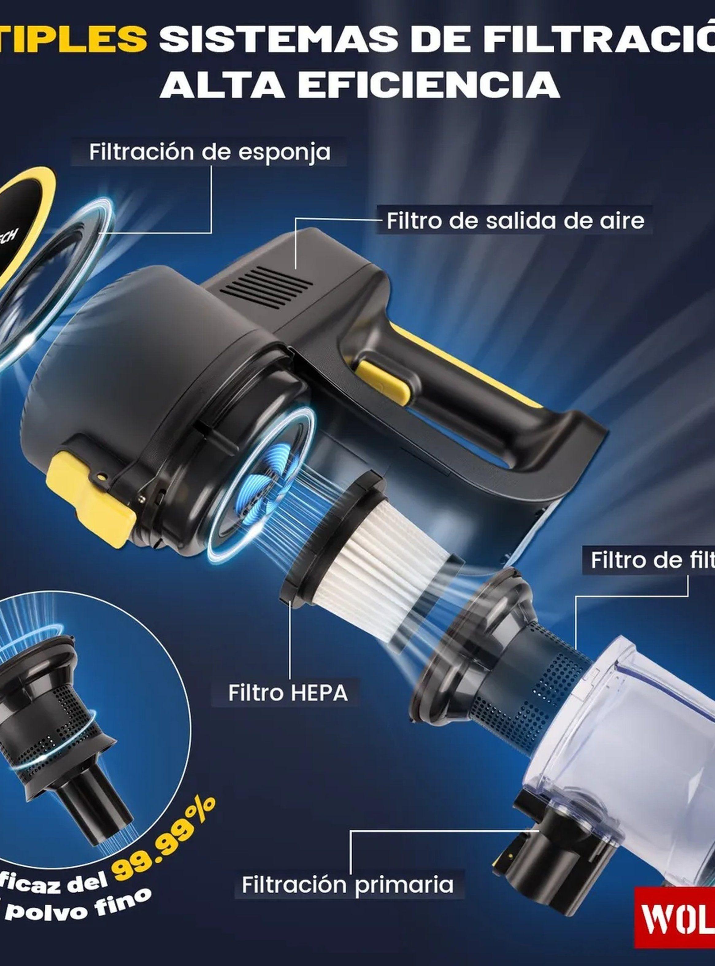 Aspiradora Sin Cable 12KPa Potencia Succión Filtro HEPA-7