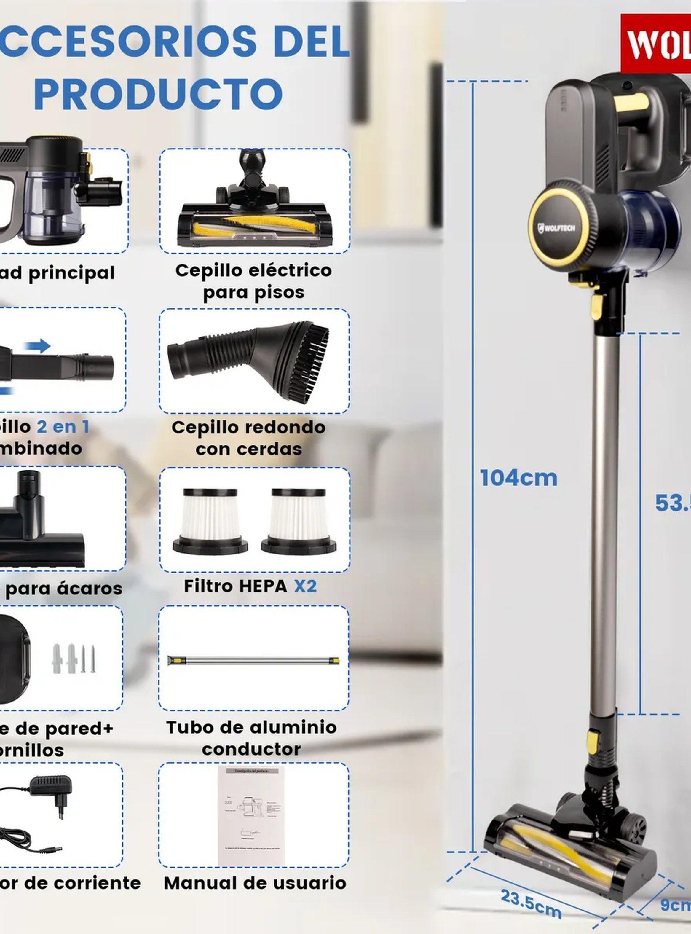 Aspiradora Sin Cable 12KPa Potencia Succión Filtro HEPA-9