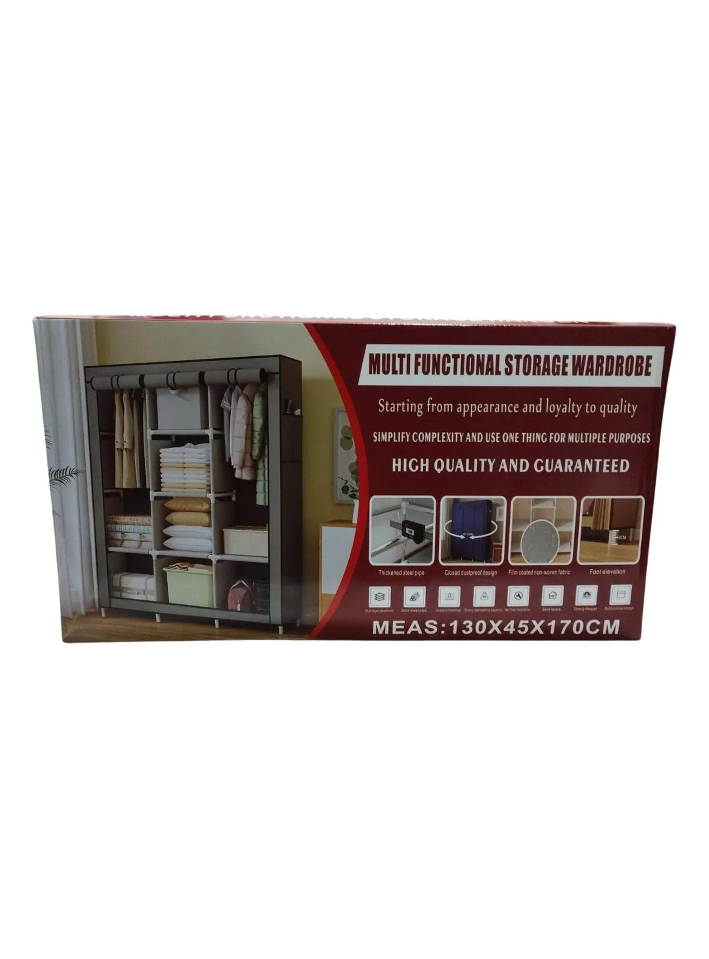 Armario Portátil Tela Resistente Compartimientos Múltiples Marrón-5