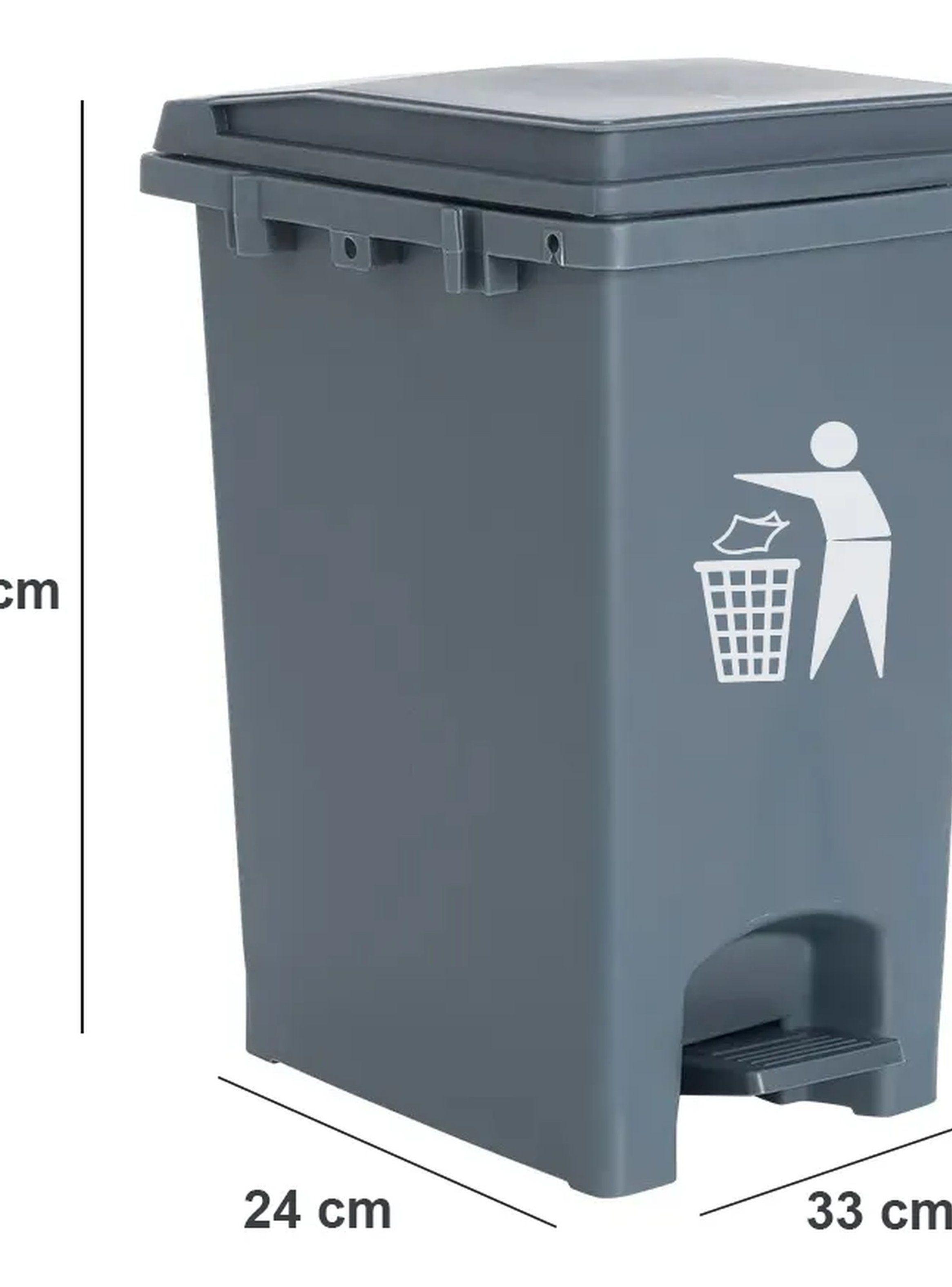 Contenedor De Basura Con Pedal Plástico Gris 45L-1