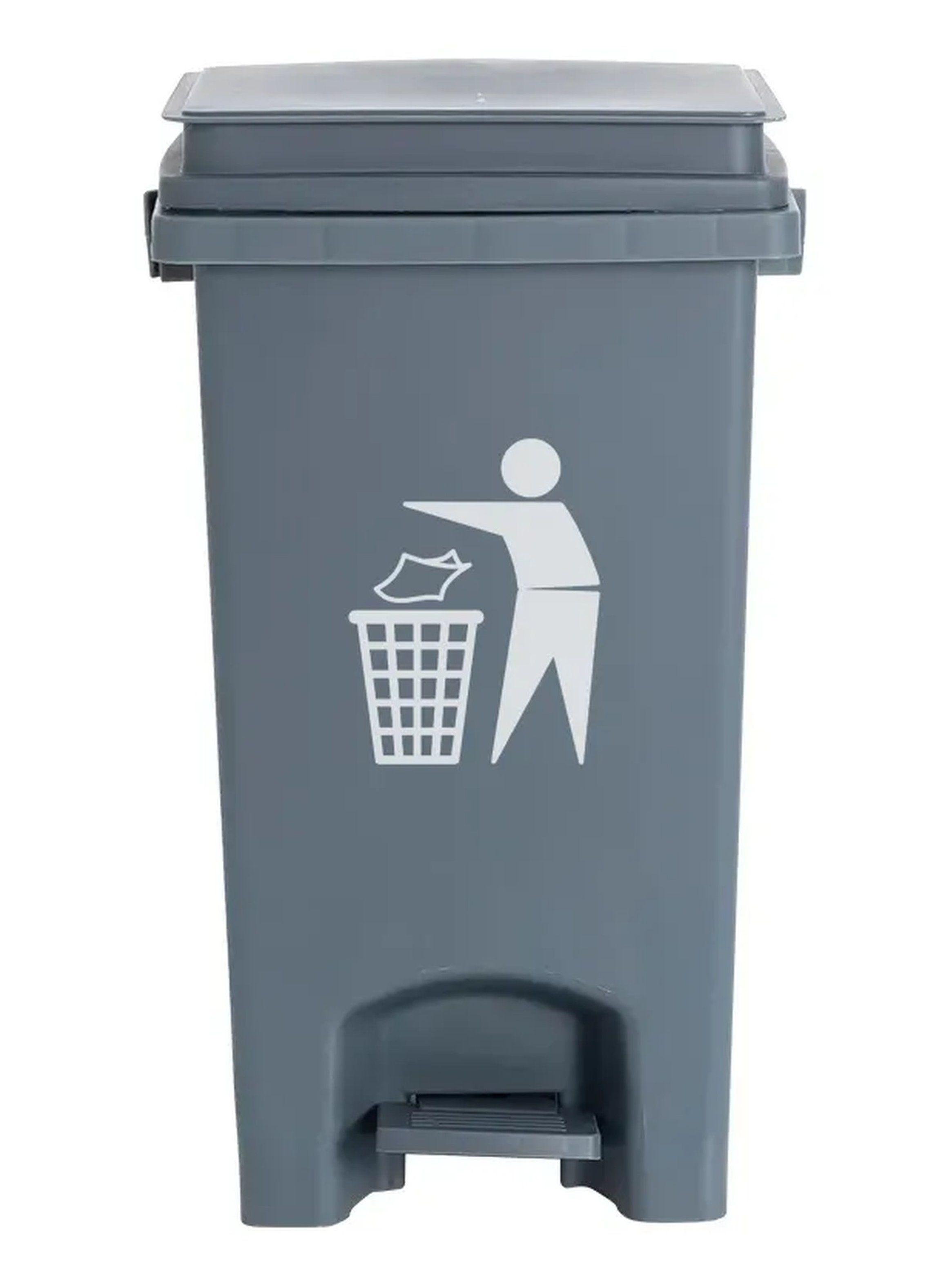 Contenedor De Basura Con Pedal Plástico Gris 45L-2
