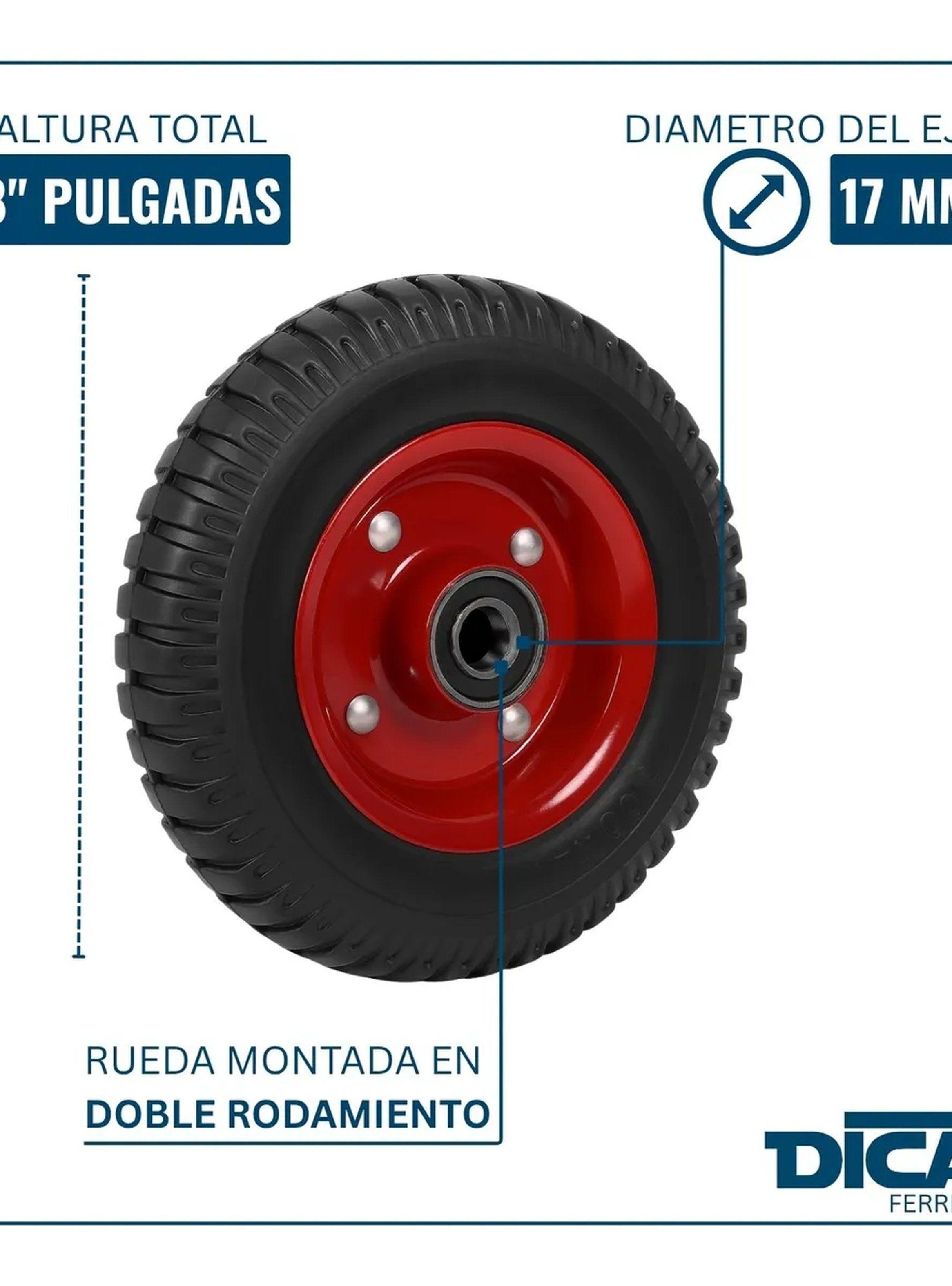 Ruedas Neumáticas 250-4 Con Rodamiento Eje Metal Rojo-3