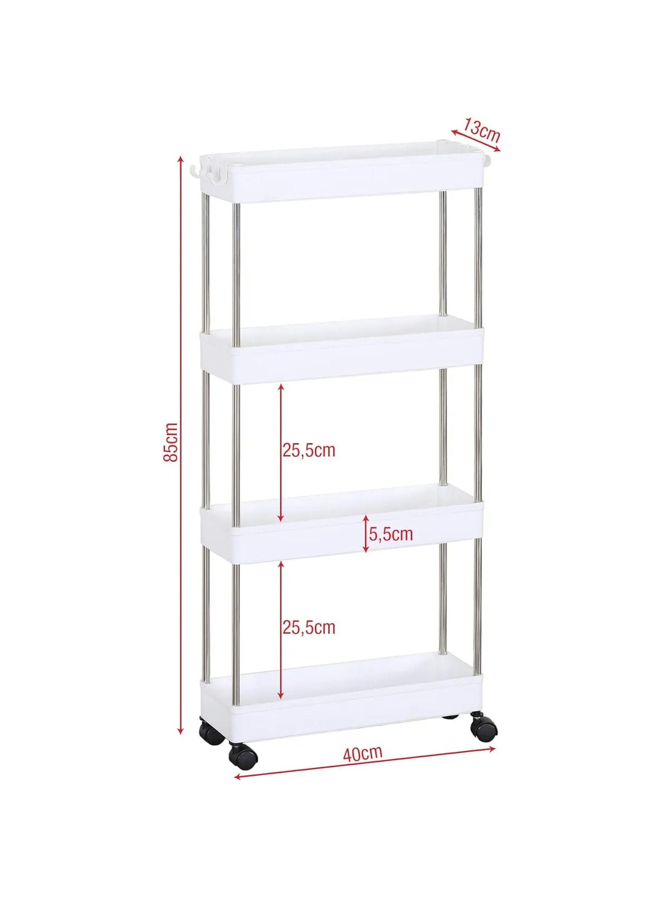 Carro Organizador de Plástico con Ruedas 4 Niveles Blanco-3