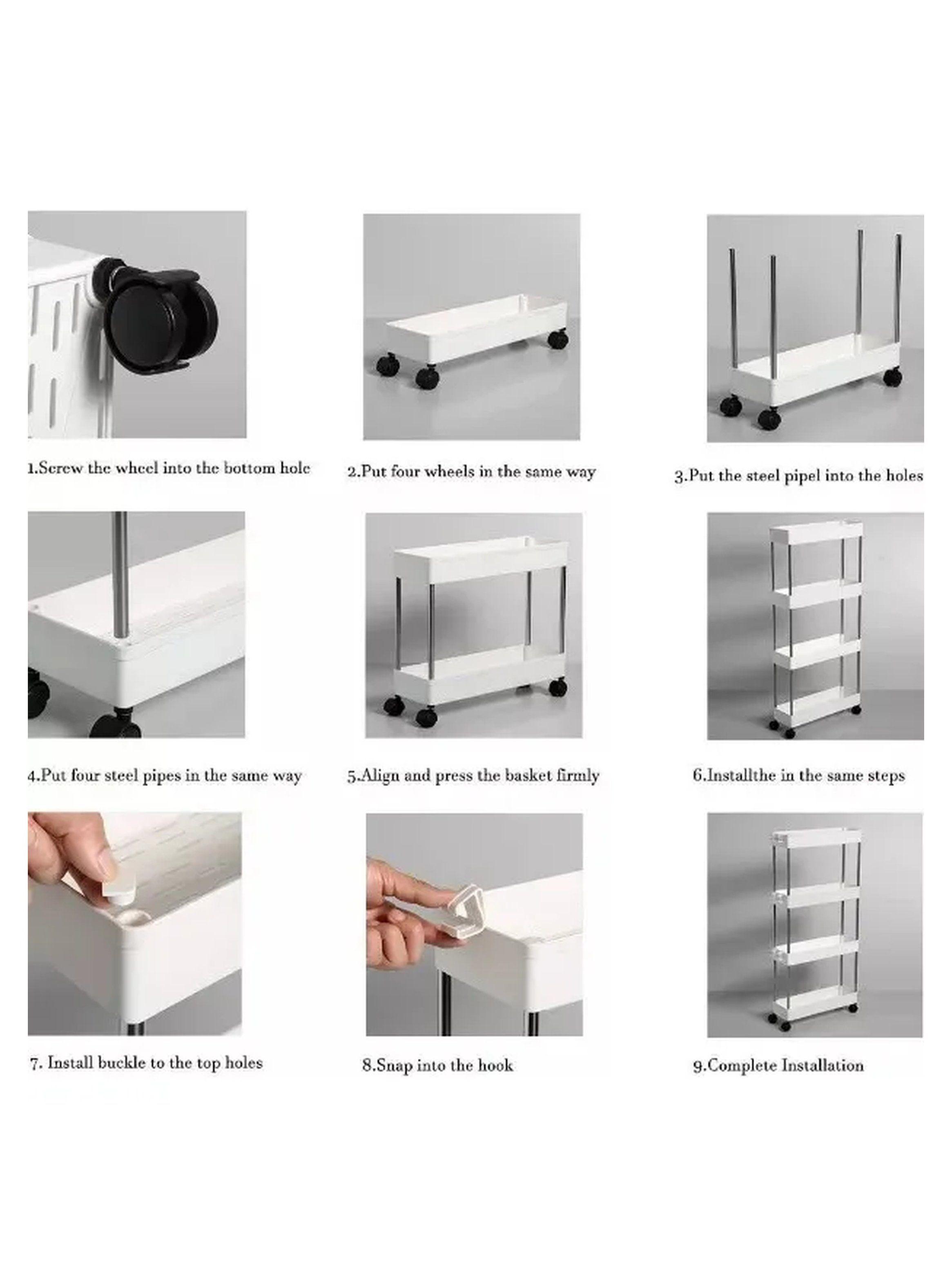 Carro Organizador de Plástico con Ruedas 4 Niveles Blanco-4