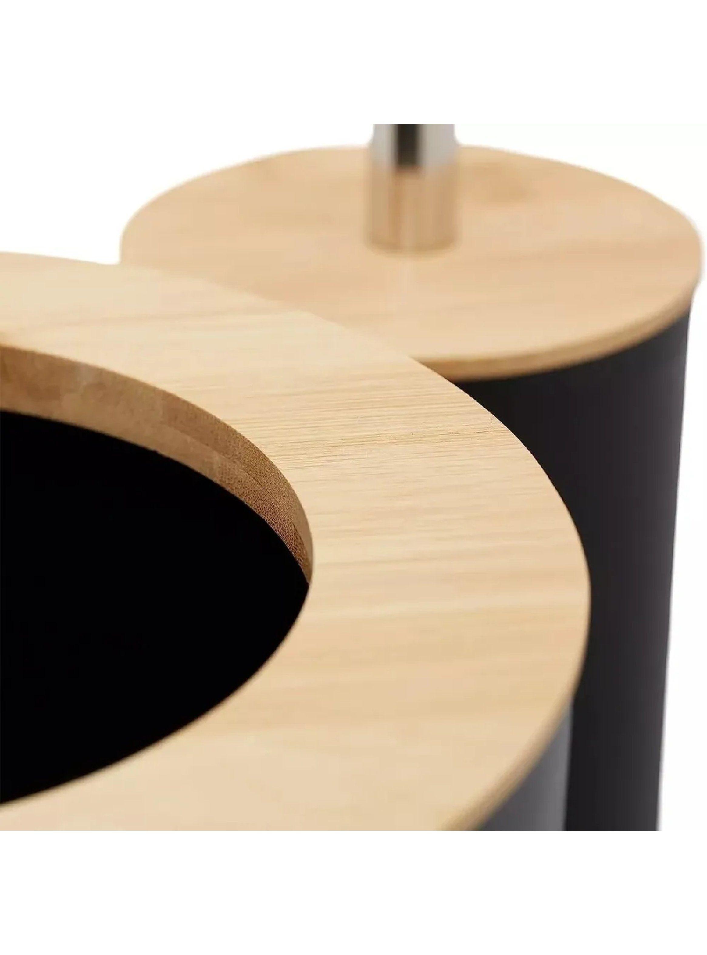 Set de Accesorios de Baño 6 Piezas Negro y Bambú-4