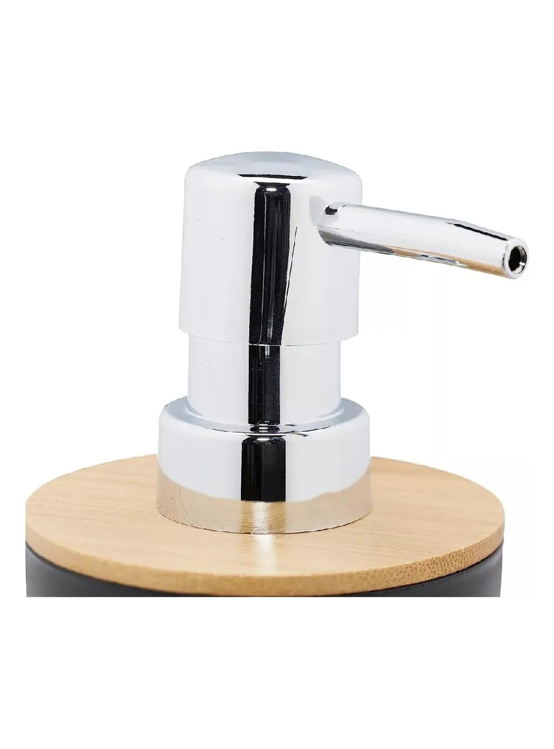 Set de Accesorios de Baño 6 Piezas Negro y Bambú-5