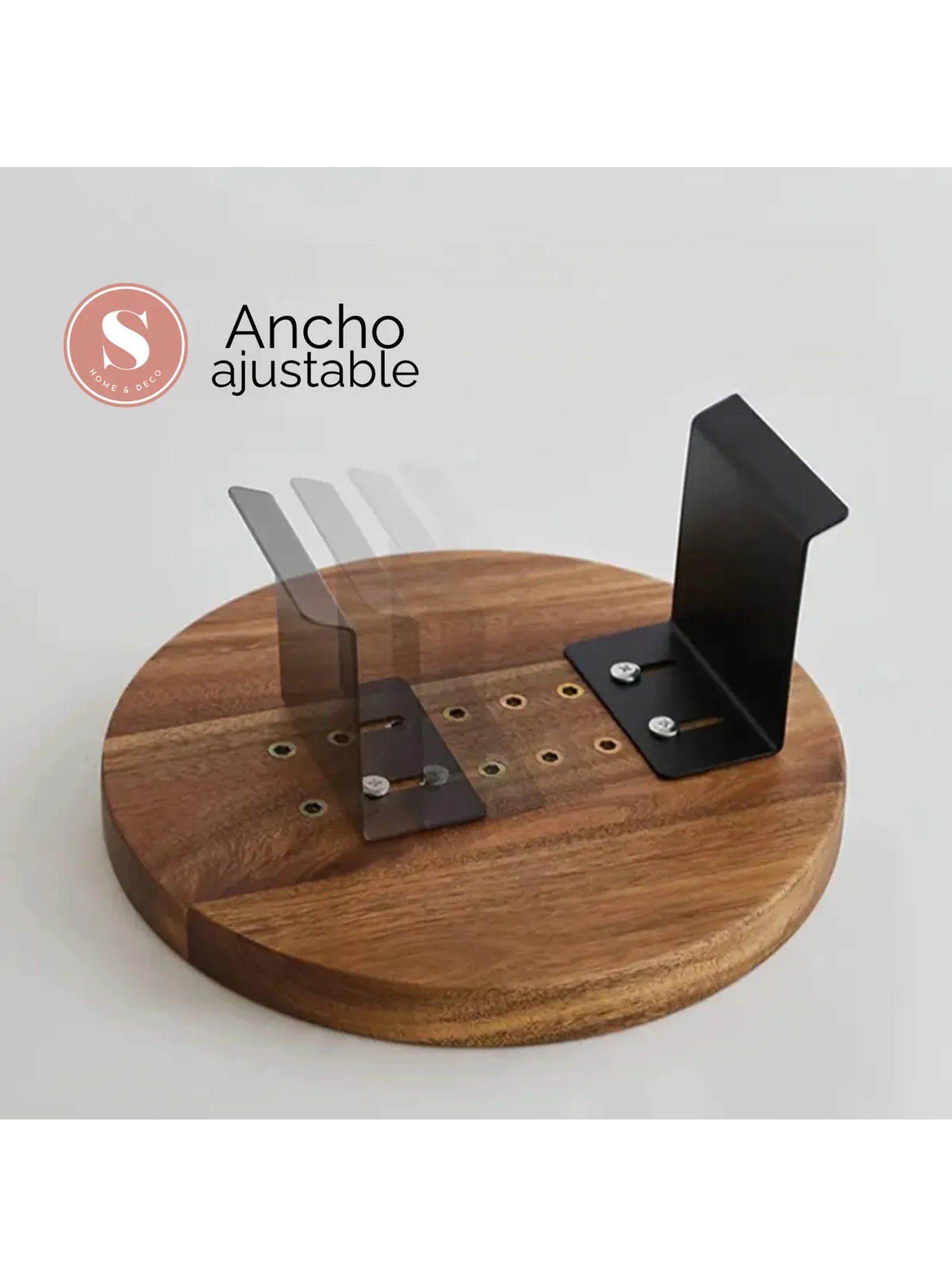 Mesa Auxiliar de Sofá Redonda Madera con Soporte Metal Negro-7