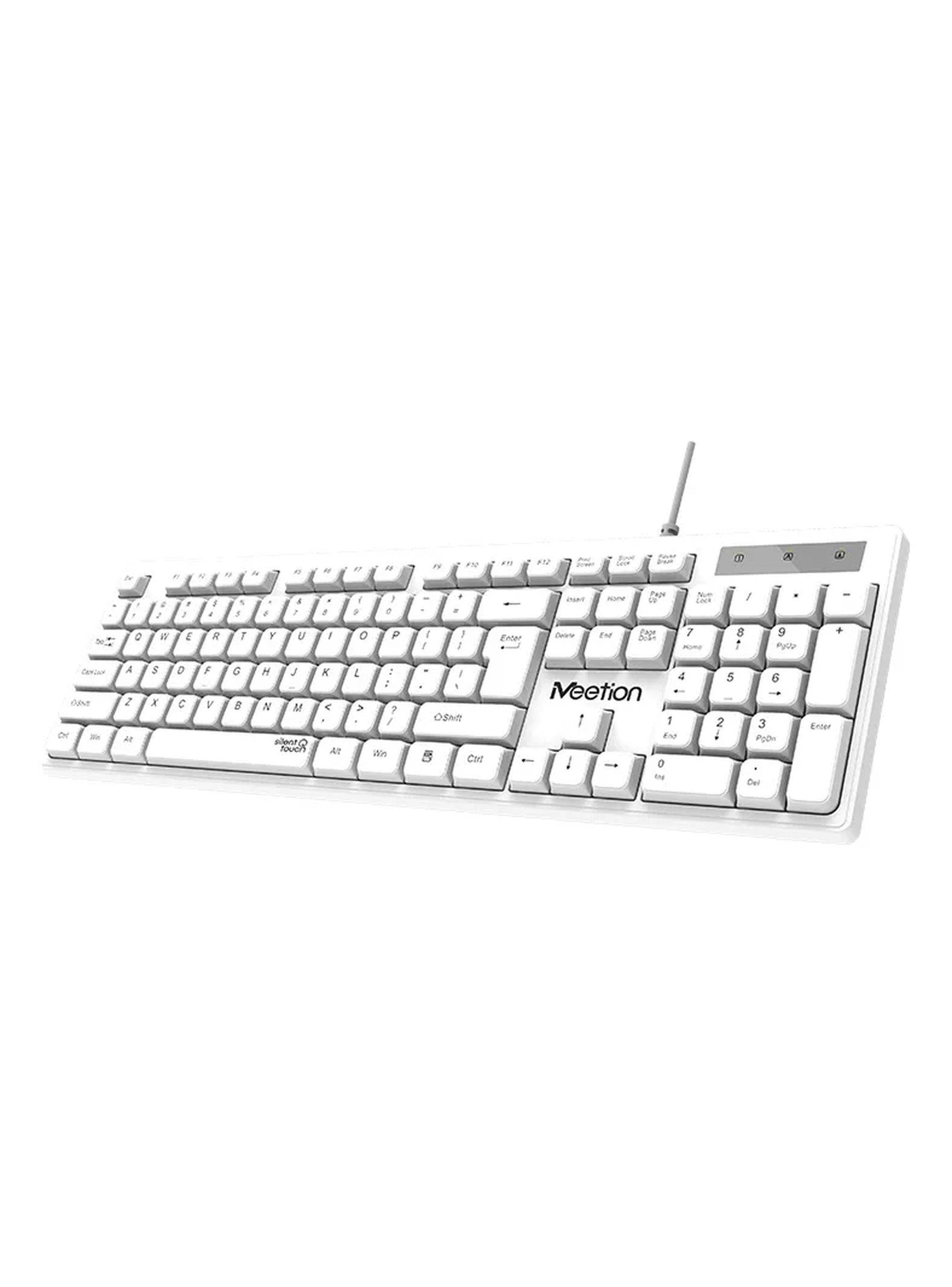 Teclado Alámbrico USB Diseño Compacto Color Blanco-3