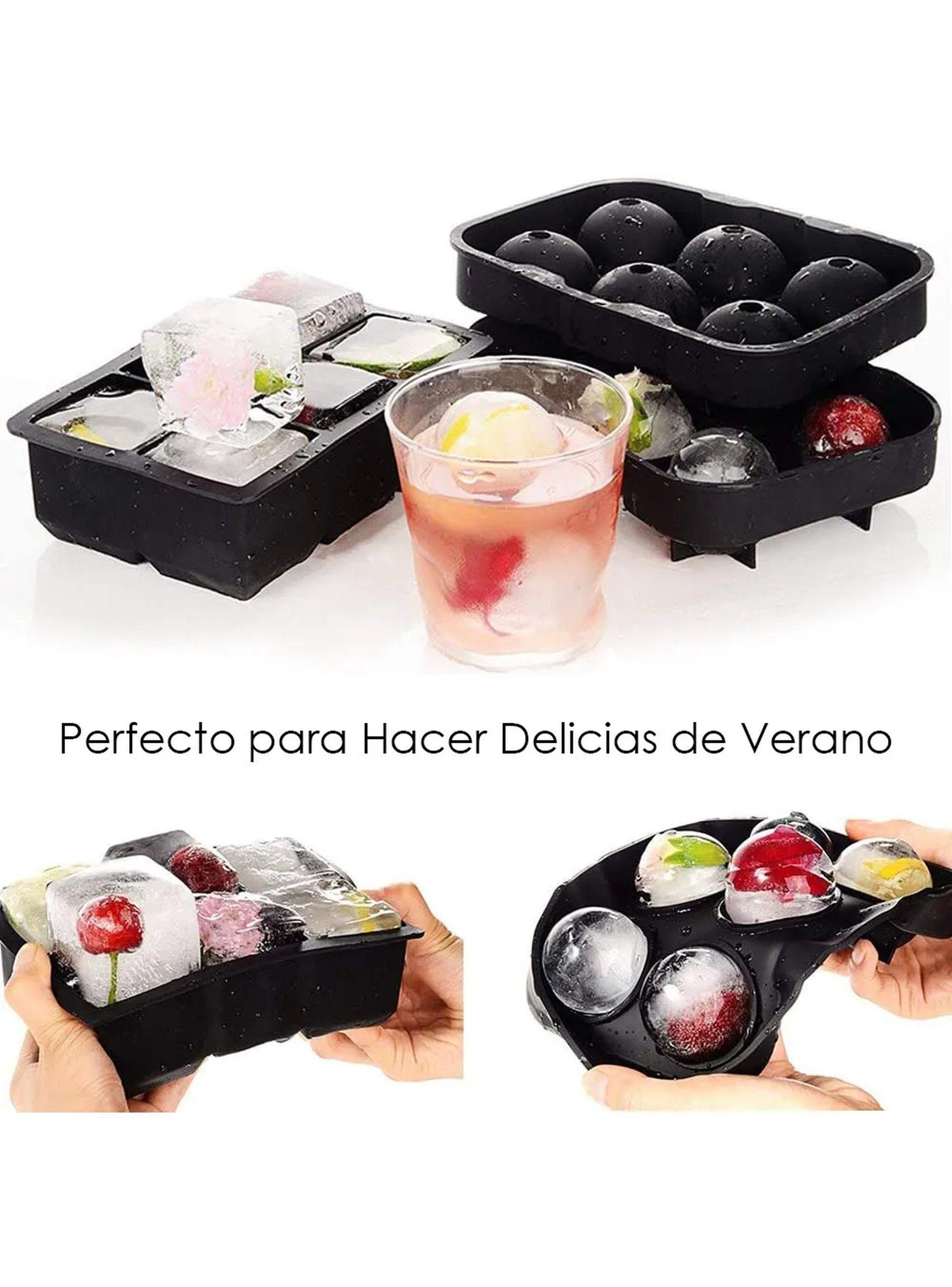 Molde de Silicona para Cubos y Esferas de Hielo Negro-2