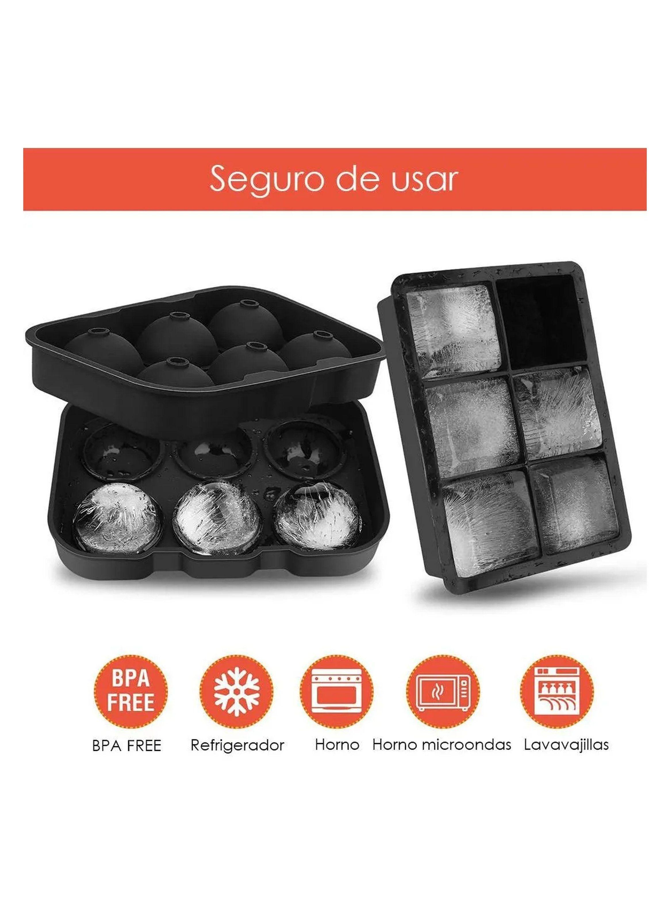 Molde de Silicona para Cubos y Esferas de Hielo Negro-4