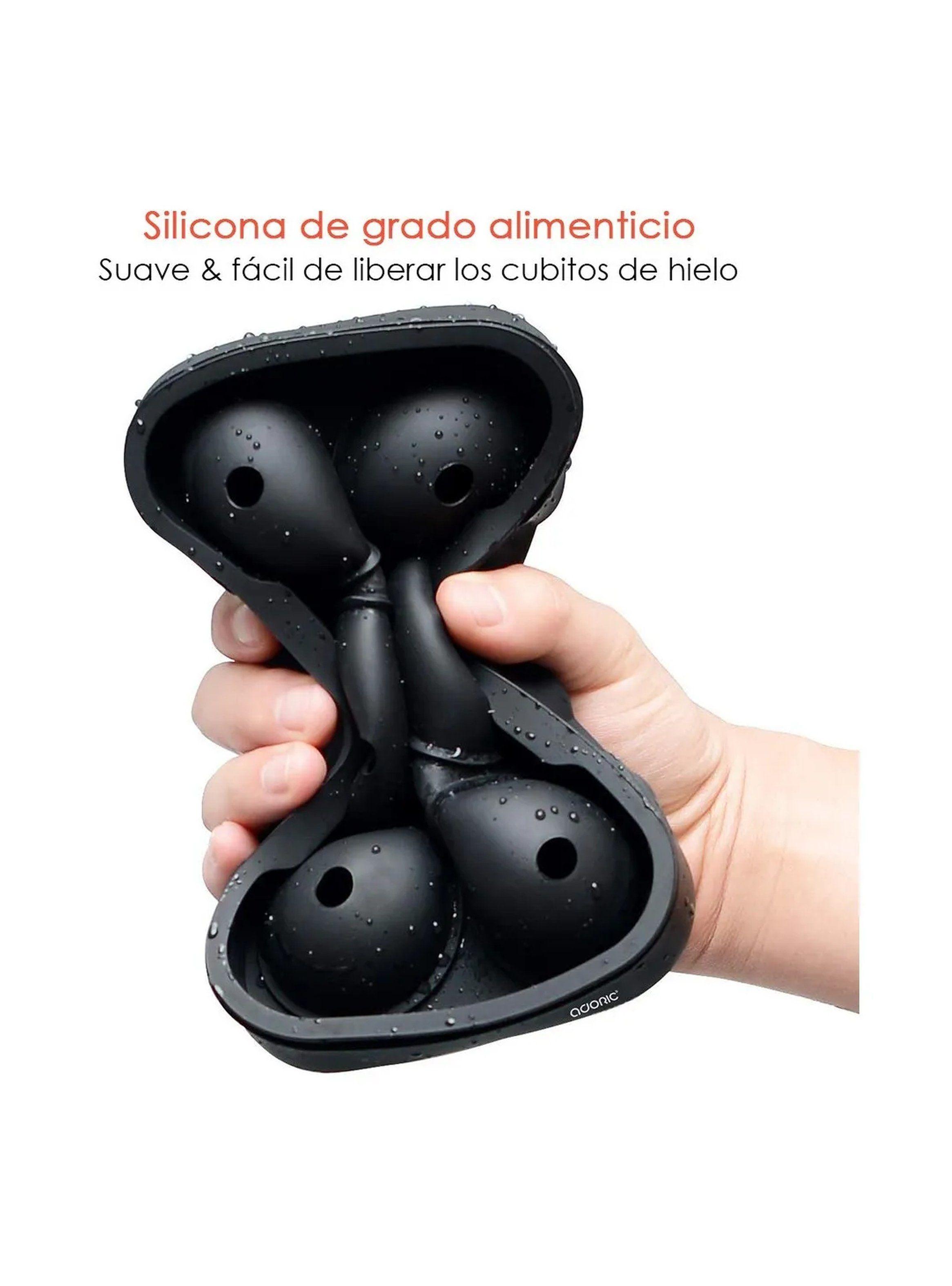 Molde de Silicona para Cubos y Esferas de Hielo Negro-5